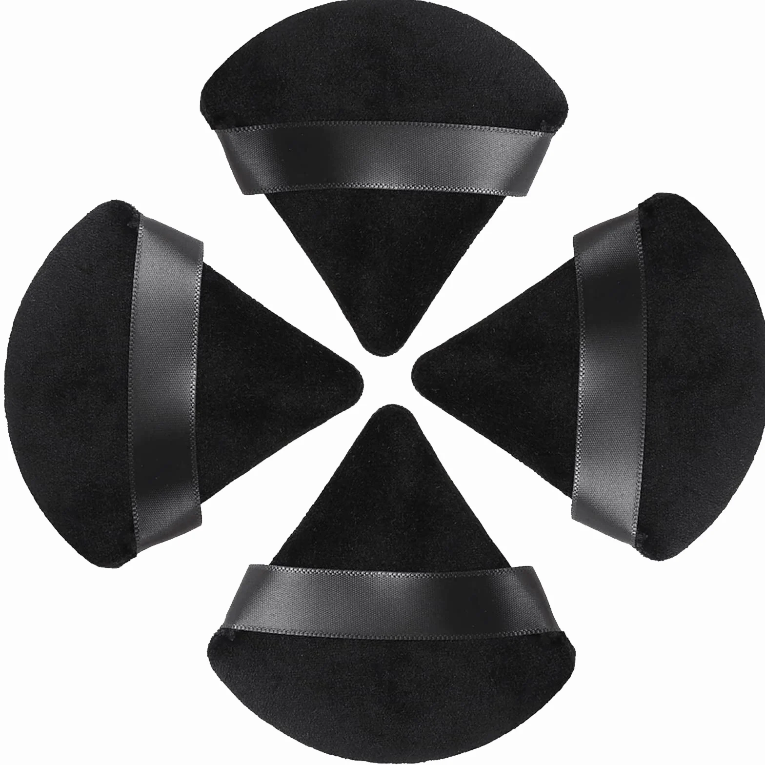 Piumini da Cipria Viso, 4 Pezzi Spugnetta Make Up Triangolare Piumino, Riutilizzabile Bagnato Asciutto Doppio Uso