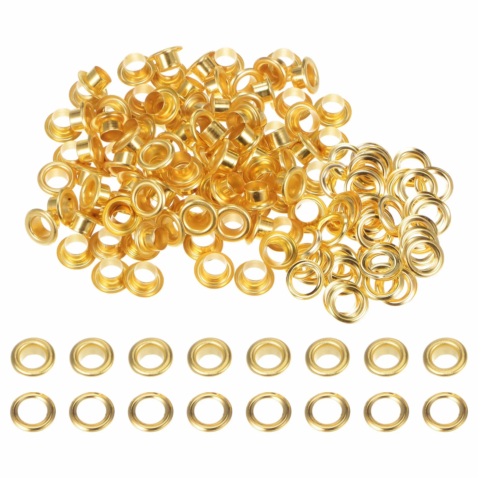 Occhielli in Metallo 6mm 1/4" Kit 100 Pezzi Tono Oro per Teloni, Scrapbooking, Scarpe