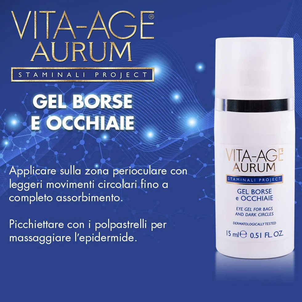 Bottega di LungaVita Natural Products Gel Borse E Occhiaie Vita-age Aurum - Contorno Occhi Anti Borse E Occhiaie - Con Cellule Staminali Vegetali