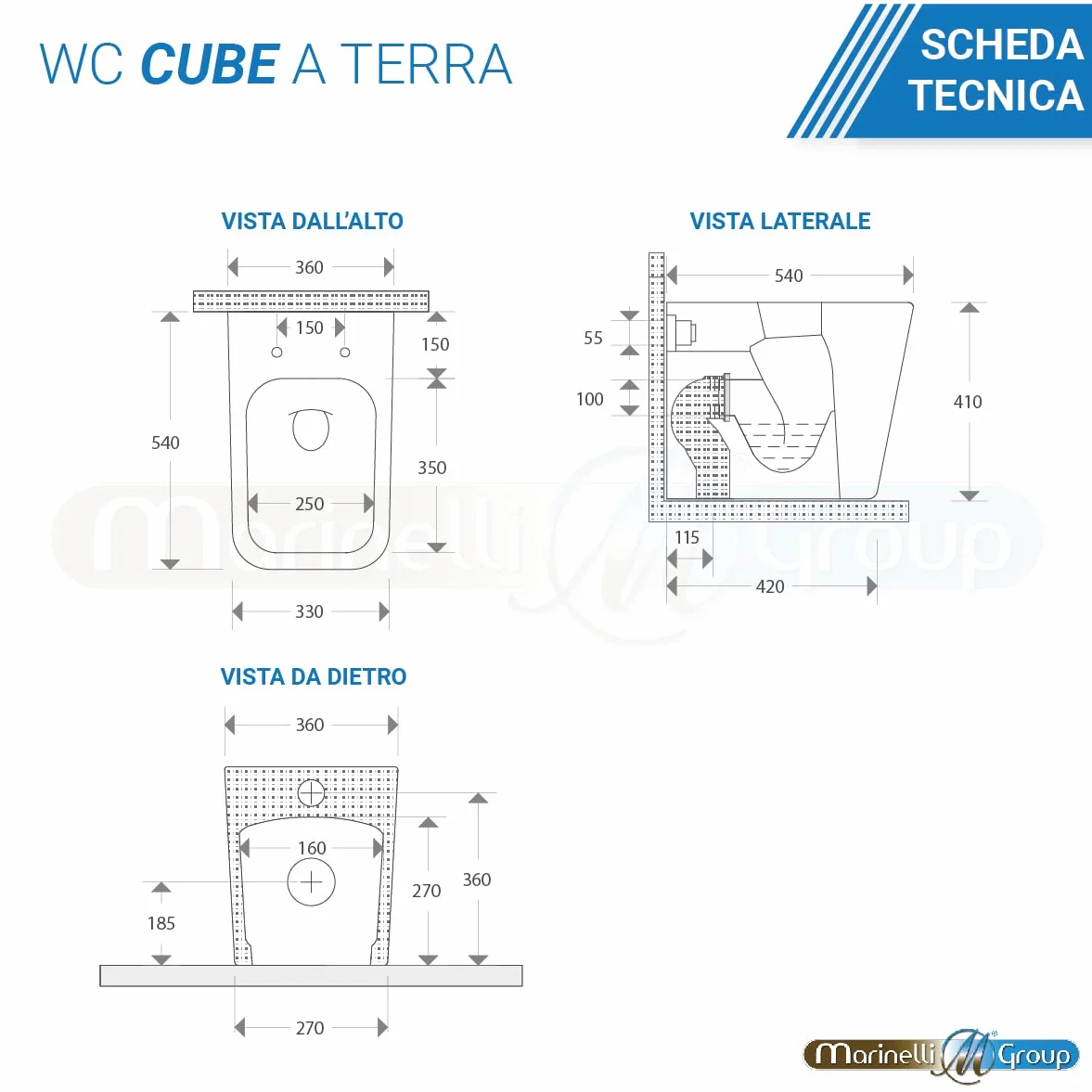 CUBE Sanitari Bidet Vaso WC ceramica RIMLESS sedile coprivaso softclose