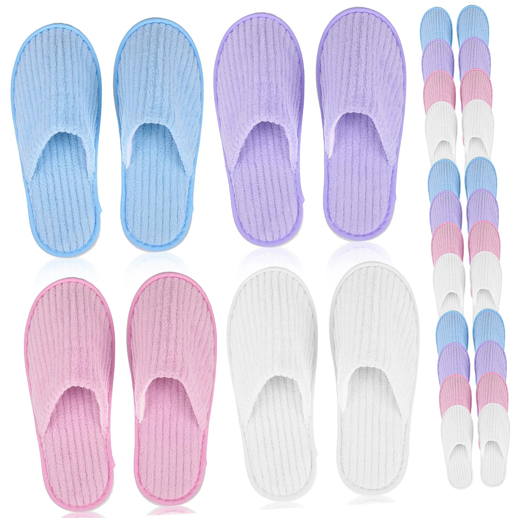 FRCOLOR 12 Paia di Pantofole da Spa Antiscivolo in Pile di Corallo, Leggere, per Viaggio e Spa