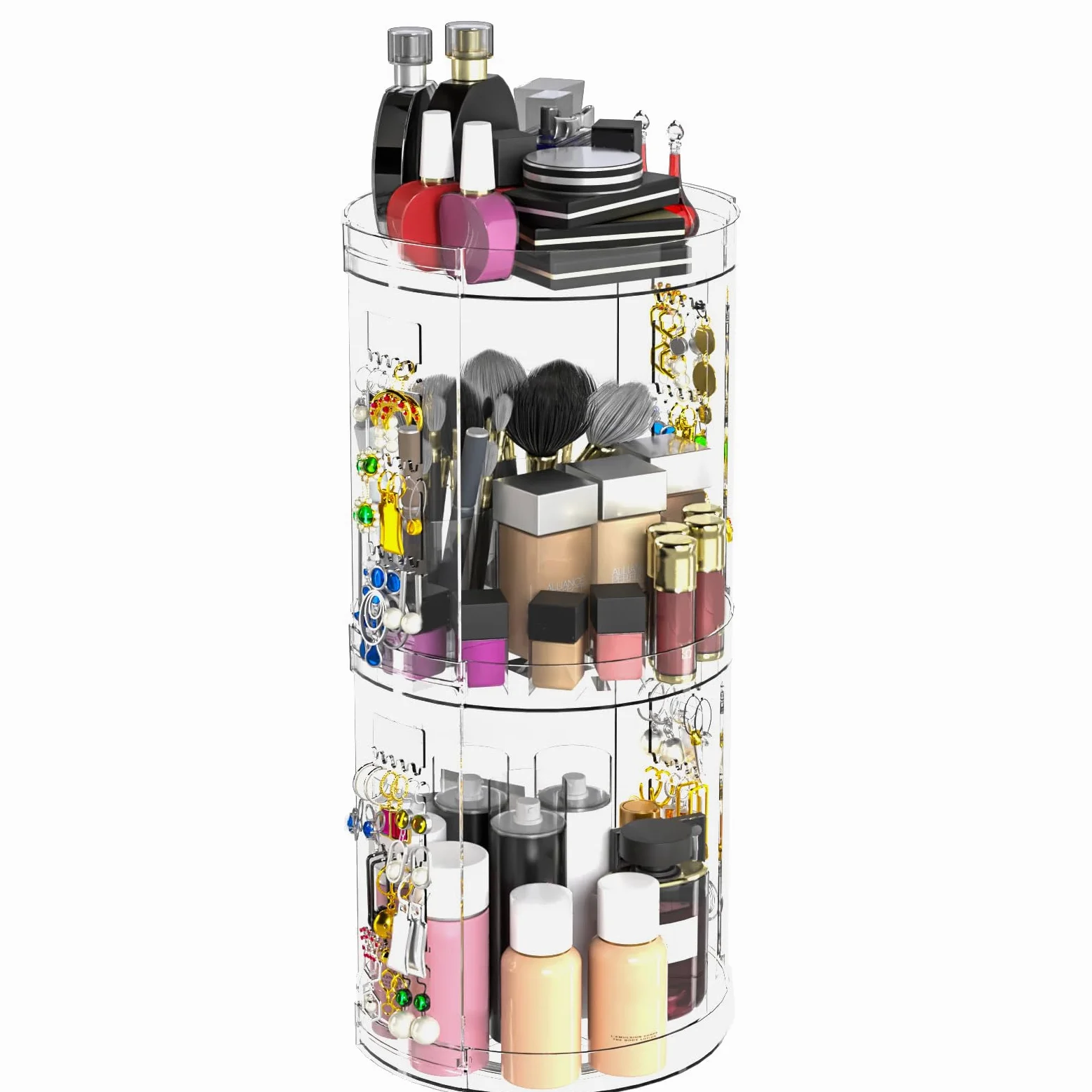 Organizer per trucchi rotante a 360 gradi, con più strati per cosmetici, prodotti di bellezza, espositore per prodotti di bellezza