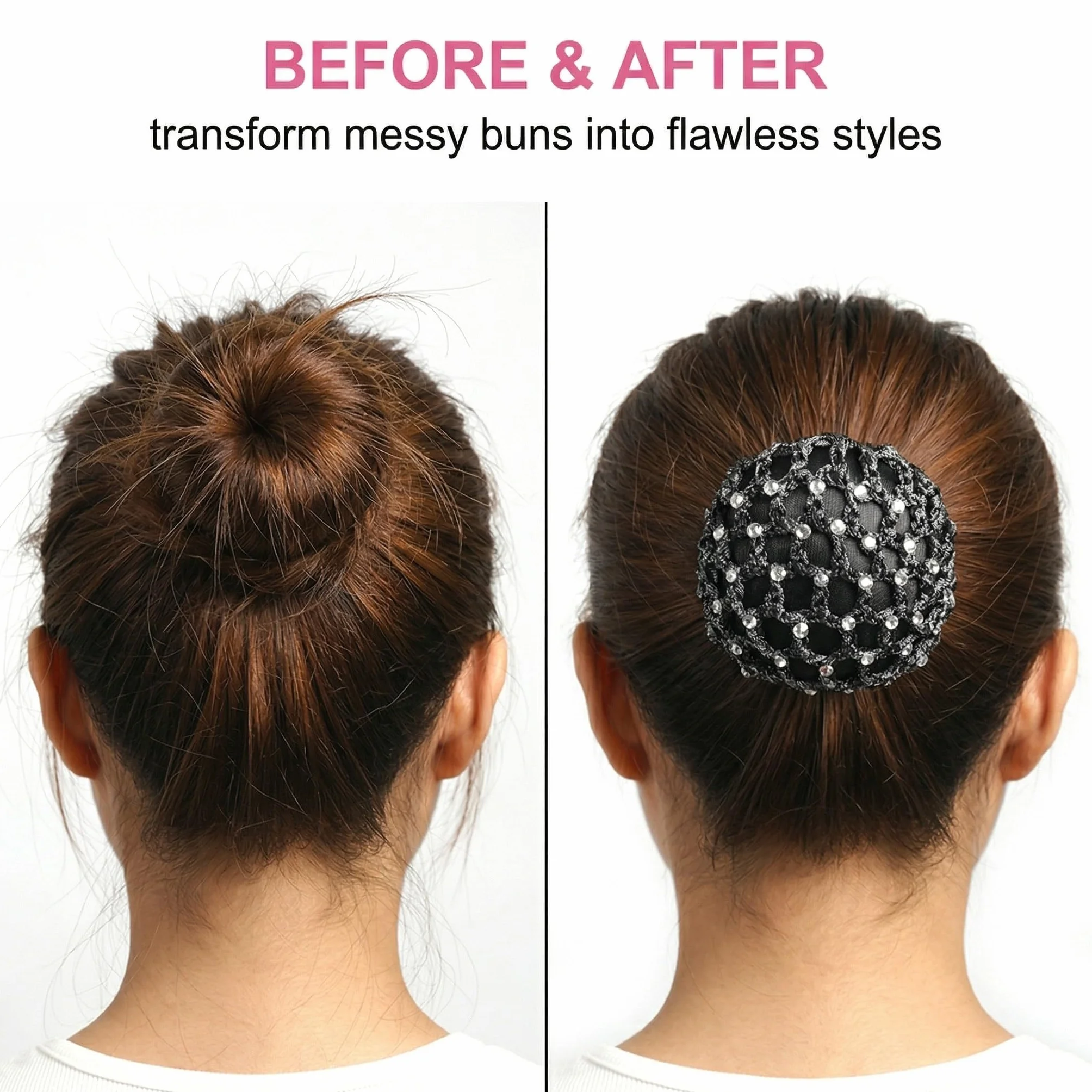 Retina per Capelli Chignon 2 Pezzi Nero – Invisibile, con Elastico per Danza, Balletto, Sport & Acconciature Perfette e Resistenti.