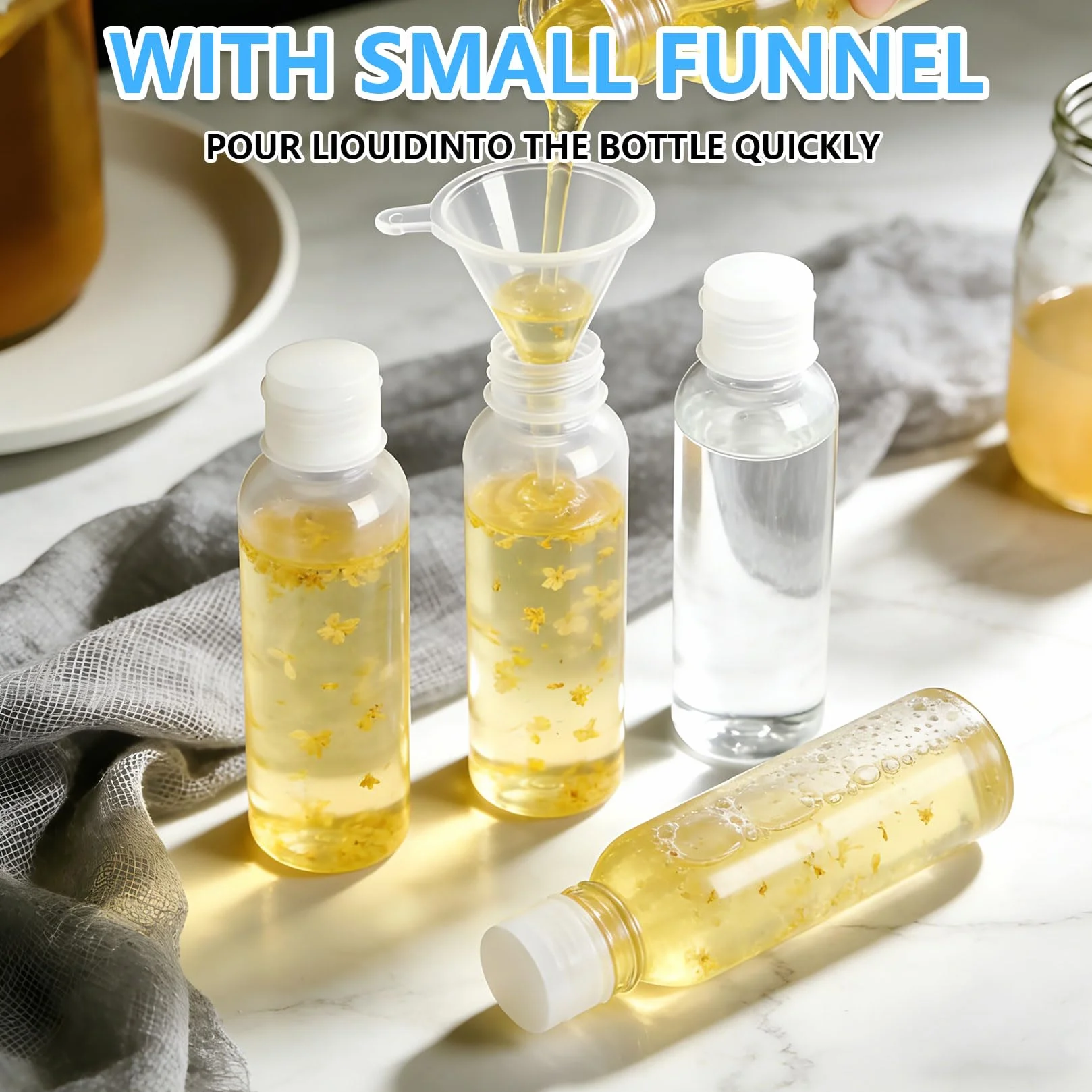 11 Pz Flaconi da Viaggio 100 ml, Kit Viaggio Aereo, Bottiglie Vuote Ricaricabili per Articoli da Toeletta, Cosmetici, Shampoo, Lozioni, Liquidi, con 6 Imbuti, 2 Etichette