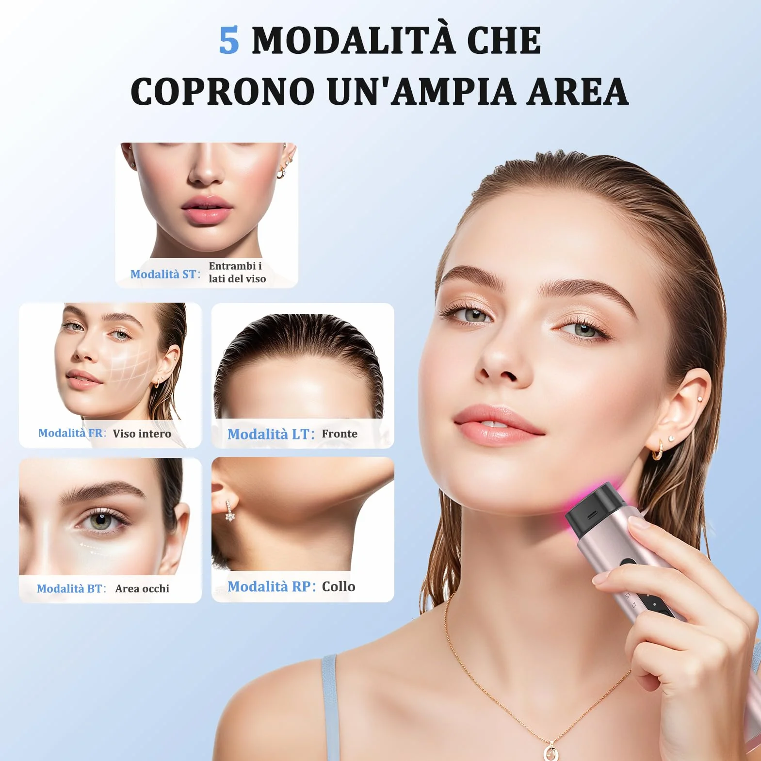 Radiofrequenza Viso Professionale, Microcorrente Massaggiatore Viso, Dispositivo Elettrico di Bellezza Antirughe, Antietà, Anti-Acne, Lifting e Rassodante per Viso e Collo
