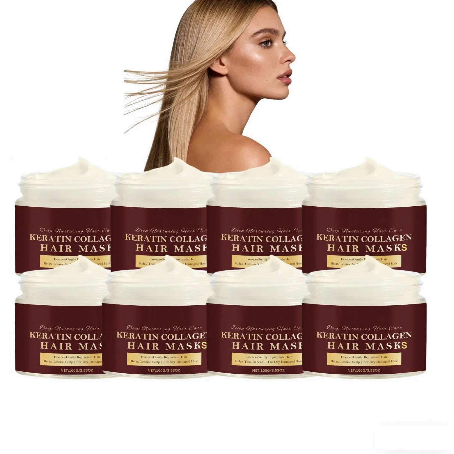 Maschere per capelli al collagene per riparazione intensiva e idratazione, maschere per capelli secchi, danneggiati e crespi, maschere nutrienti profonde, maschera lisciante anti-crespi (PCS8)