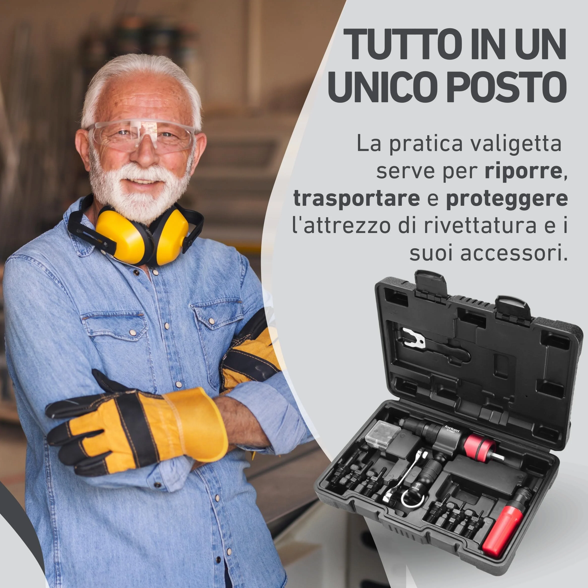 Rivettatrice 2-in-1 per avvitatrice a batteria e trapano - Rivetti ciechi 2,4-6,4mm inserti M3-M12 alluminio acciaio inox