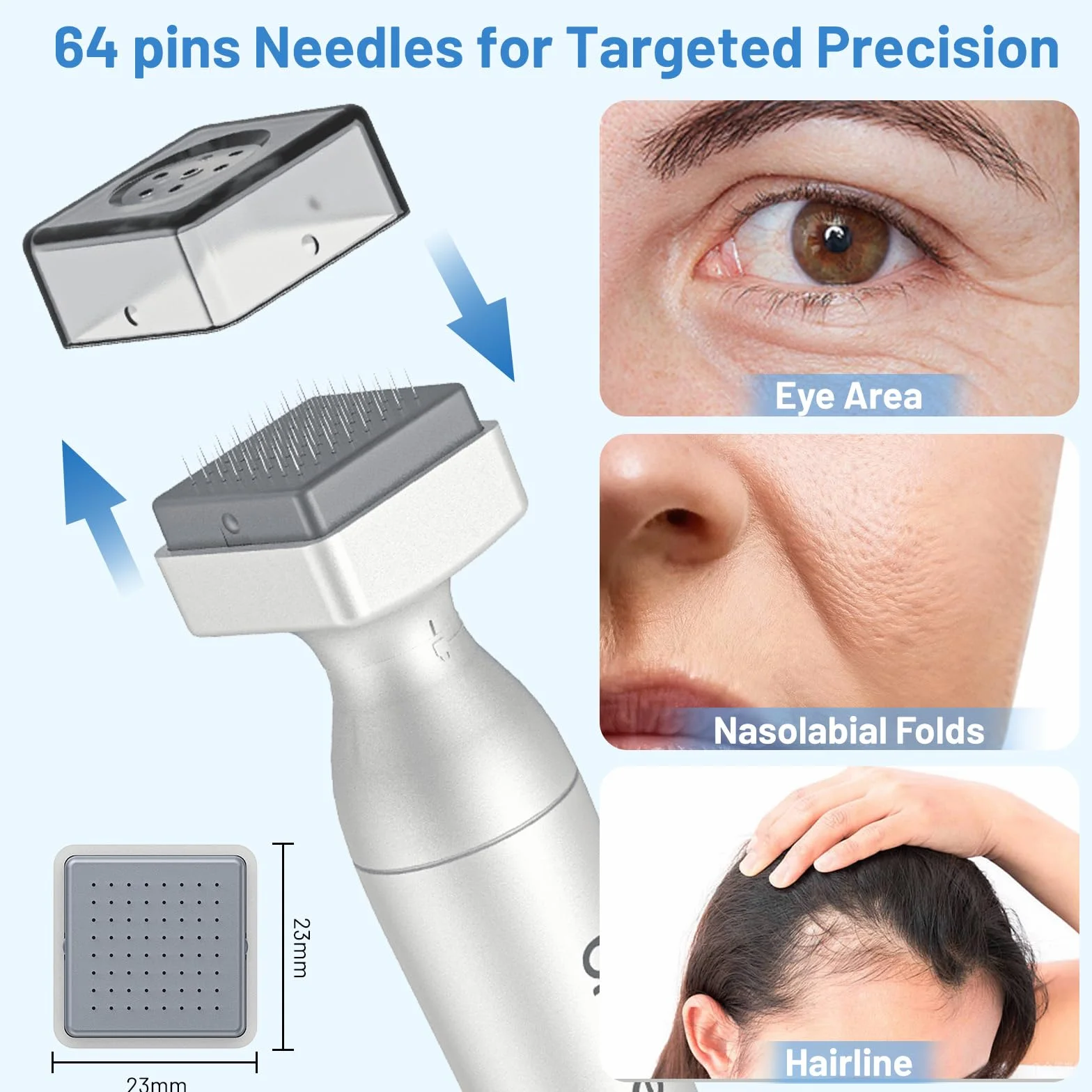 Bio 4 Microneedling Derma Stamp – Sistema Professionale a Doppia Azione con Testine 120 e 64 Aghi in Titanio, 0-3 mm Regolabile – Fino a +60% Fssorbimento Siero