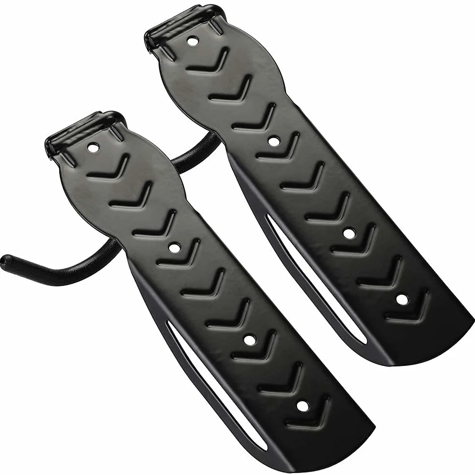 Bakaji Set 2 Staffe Ganci Porta Bicicletta da Parete Pieghevole in Gomma Salvaspazio per Mountain Bike Acciaio