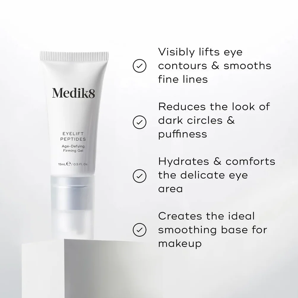 Medik8 Peptidi Eyelift - Gel rassodante anti-età - Riduce l'oscurità e il gonfiore sotto gli occhi - 15 ml