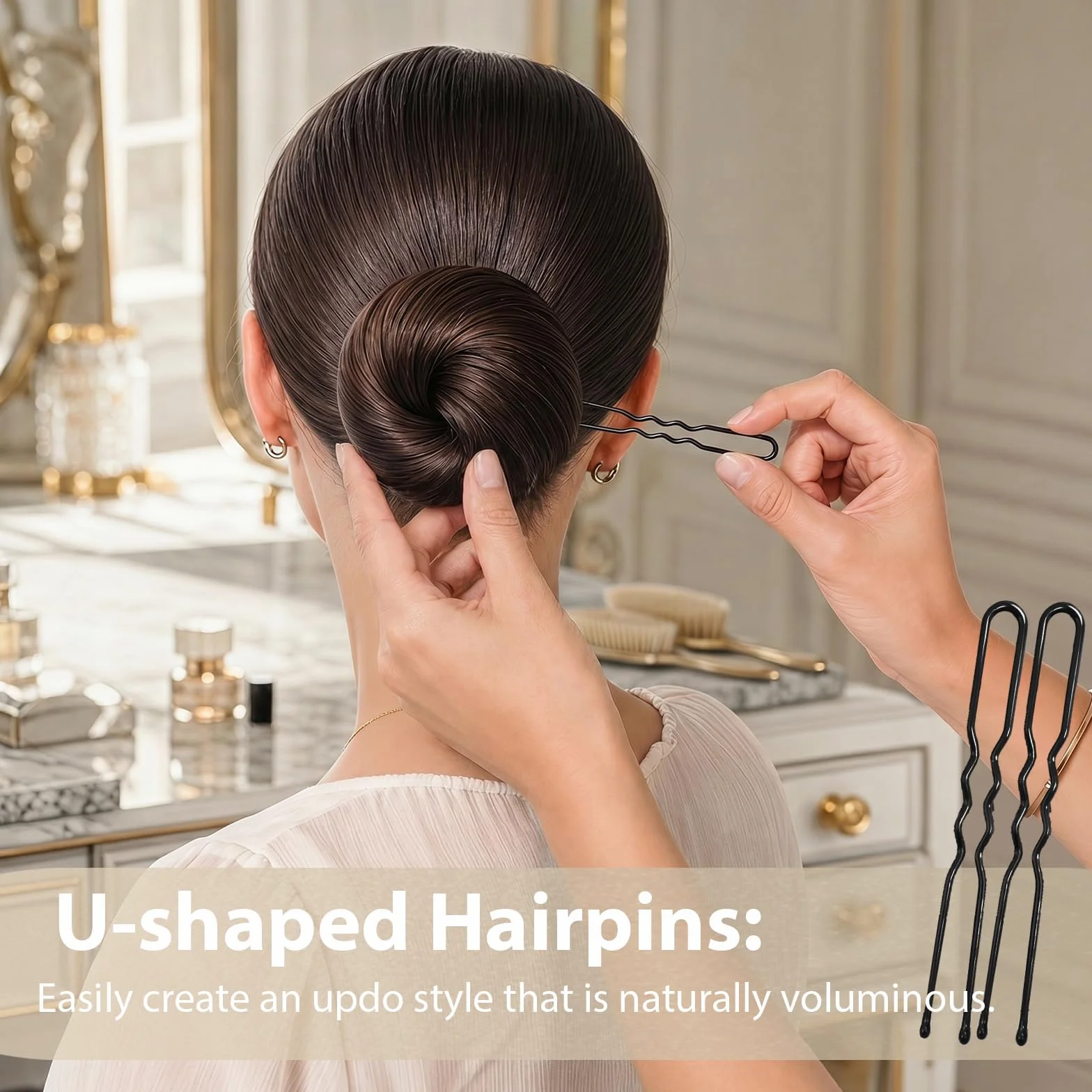 Ciambelle per chignon, set da 63 pezzi con retine per chignon, forcine e fasce elastiche, ciambelle per capelli, accessori per capelli per ragazze, bambini, donne, ballerine (nero)