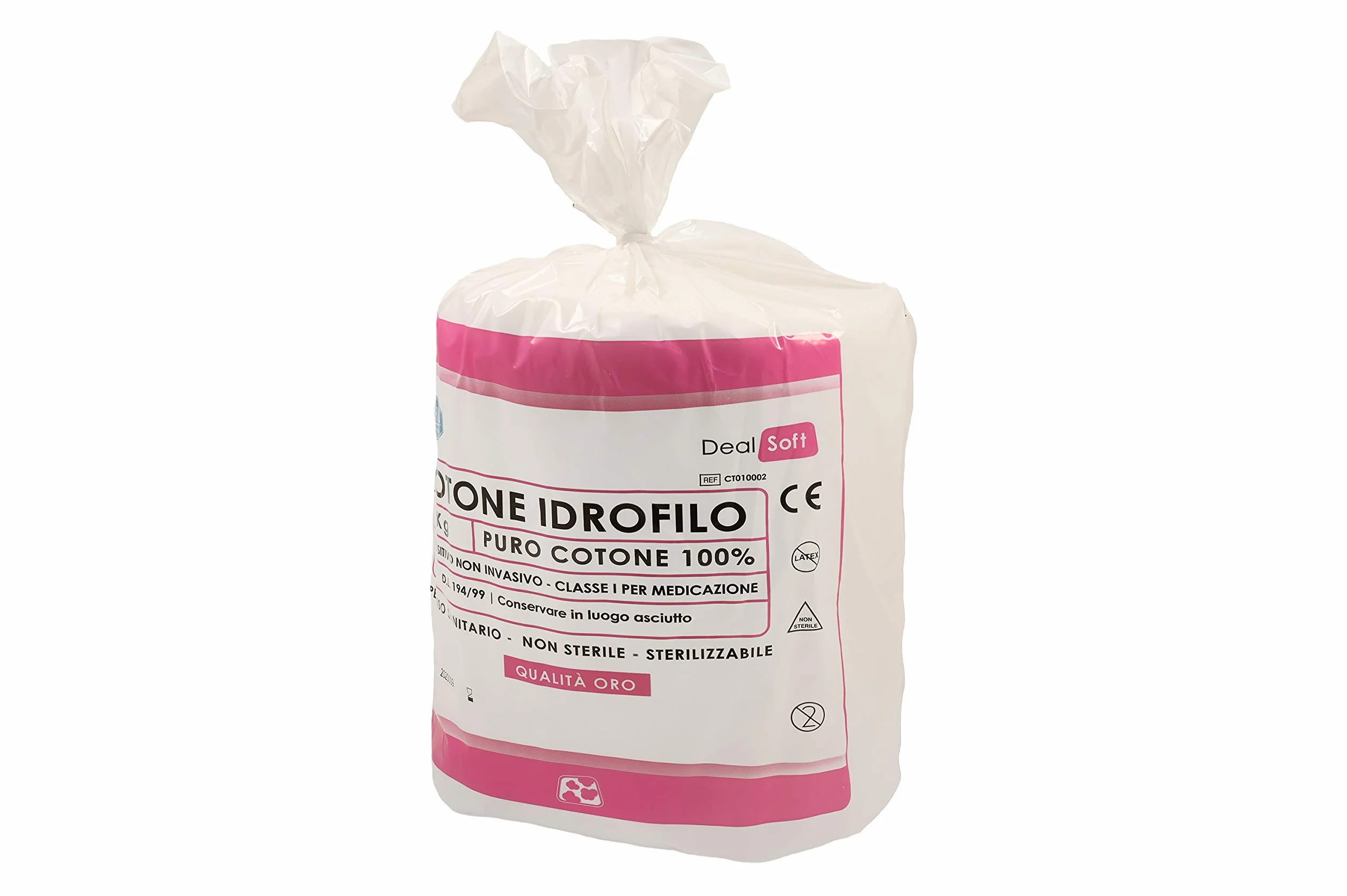 DEALFA Cotone Idrofilo QUALITA' ORO con Taglio ZIG ZAG - 100% Puro Cotone - Alta Assorbenza - Ideale per Pelli Sensibili - Monouso - Confezione da 1 Kg