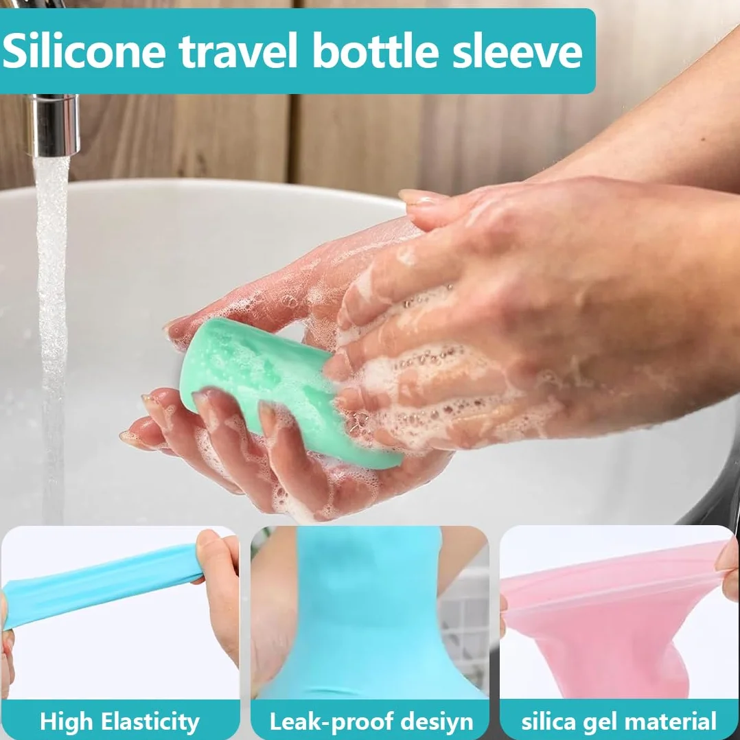 12 Pezzi Copribottiglie in Silicone per Viaggi Maniche Elastiche per la Protezione dalle Perdite Protezione dalle Perdite da Viaggio Riutilizzabili per Contenitori per Bagnoschiuma