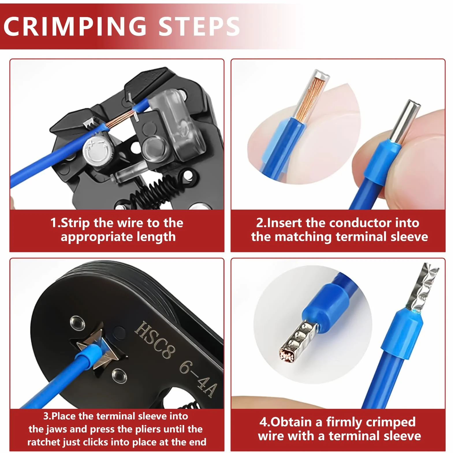 Set di Puntalini, Pinza Crimpatrice 0,25-10mm², Capicorda Elettrici, Attrezzi Elettricista