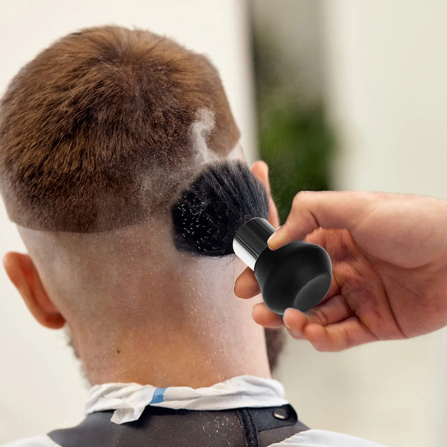Pennello Parrucchiere,Barbiere Collo Spazzola,Pennello Pulizia,Pennello Collo Barbiere,Capelli Spazzare Spazzola,per Togliere i Residui di Capelli(Nero)