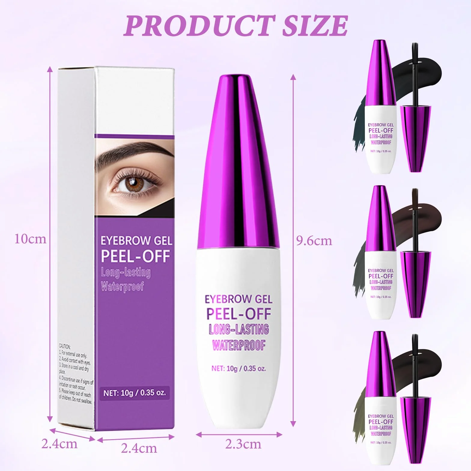 Gel per sopracciglia, gel per sopracciglia, impermeabile, 3 x 10 g, nero, grigio, marrone, 24 ore per modellare le sopracciglia a lunga durata