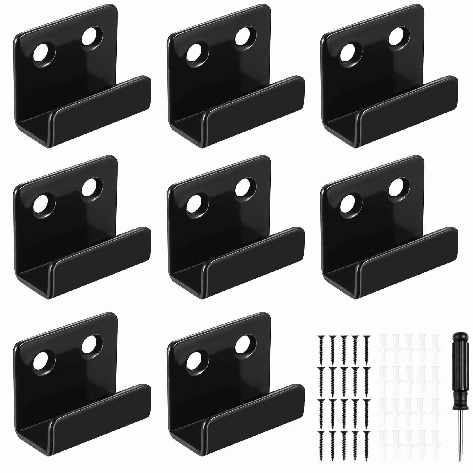 Staffe a U Ganci da Parete in Acciaio Inox Larghezza Interna 10 mm Nero 8 Pezzi