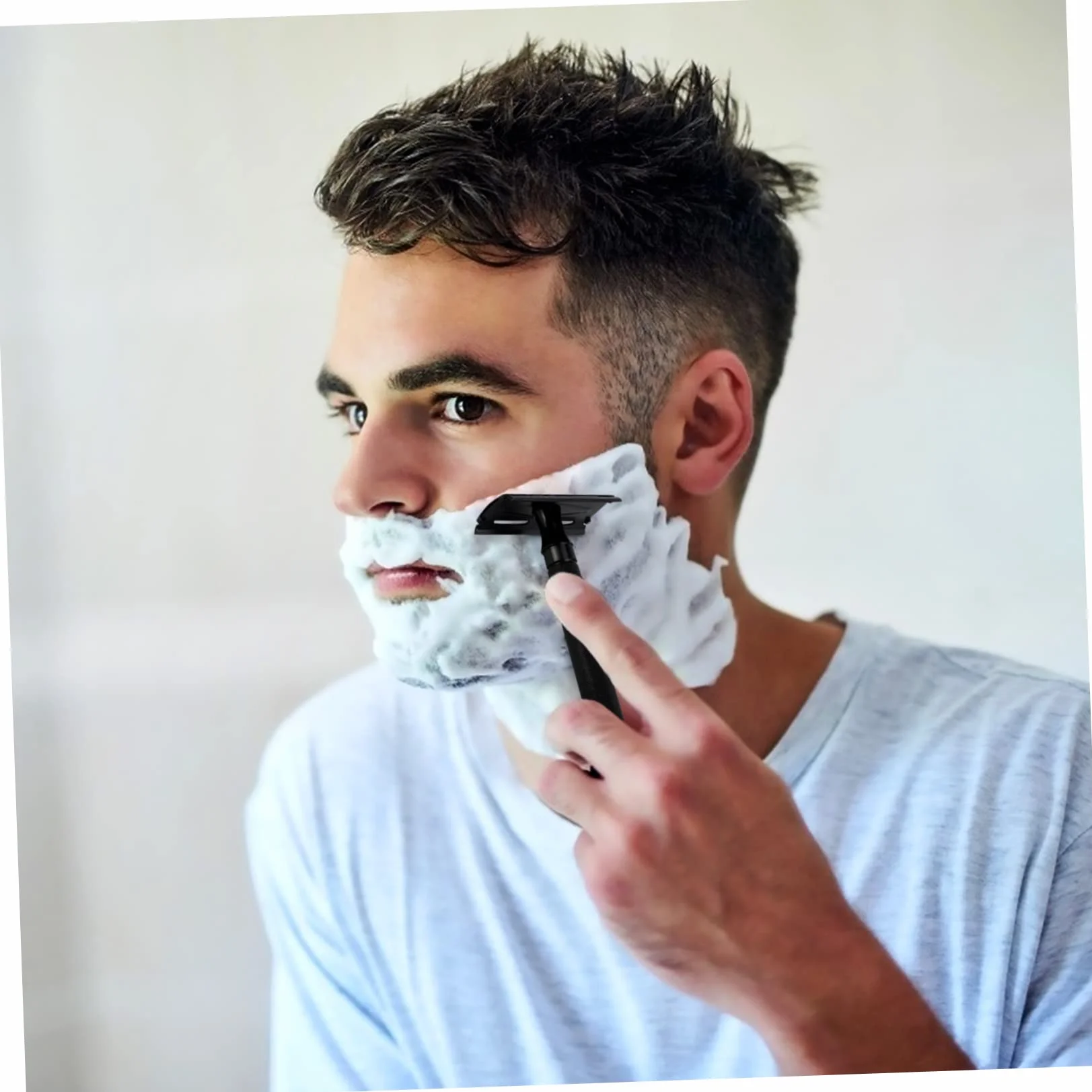 NOLITOY Rasoio di Sicurezza Manuale per Barba Maschile Stile Chiuso, Manico Antiscivolo in Lega di Alluminio Stile Retrò, Riutilizzabile la Rasatura Quotidiana
