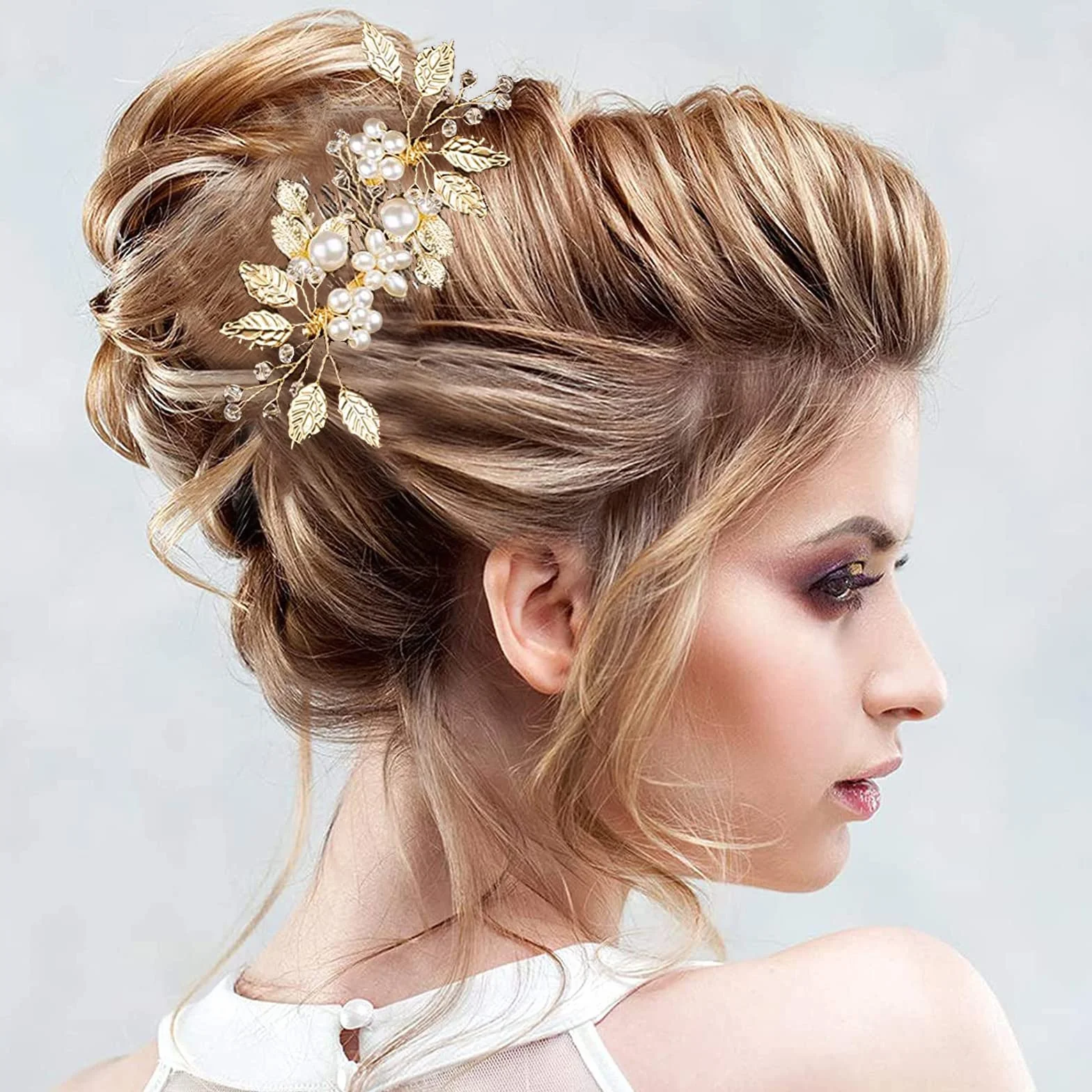 Perle Fiore Strass Pettine per Sposa, 5 Pezzi, Fermagli a Pettine da Sposa, Fermagli per Capelli da Cerimonia, Fermaglio Capelli Sposa con Pettine, per le Ragazze Sposa Damigella d'onore