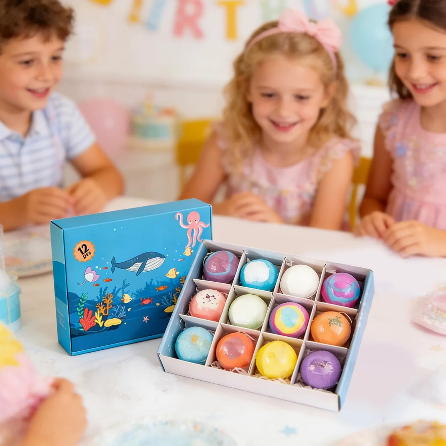 Bombetta da Bagno Effervescente 12 Pezzi Detergente Corpo Rinfrescante | Set Spa con Giocattoli per Viaggio, Hotel, Vasca, Casa, Spa, Bambini e Bambine