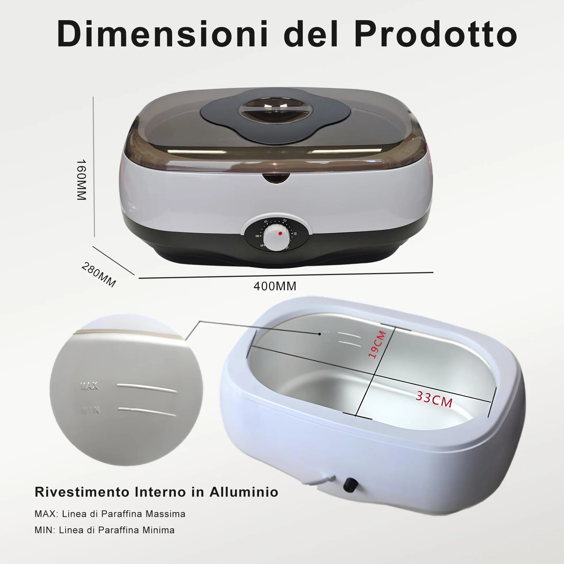 Paraffina per mani e piedi, 5000 ml bagni di paraffina mani e piedi, kit paraffina mani secca e ruvida, con cera di paraffina da 1800 g e accessori, ottimo regalo per spa (Nero)