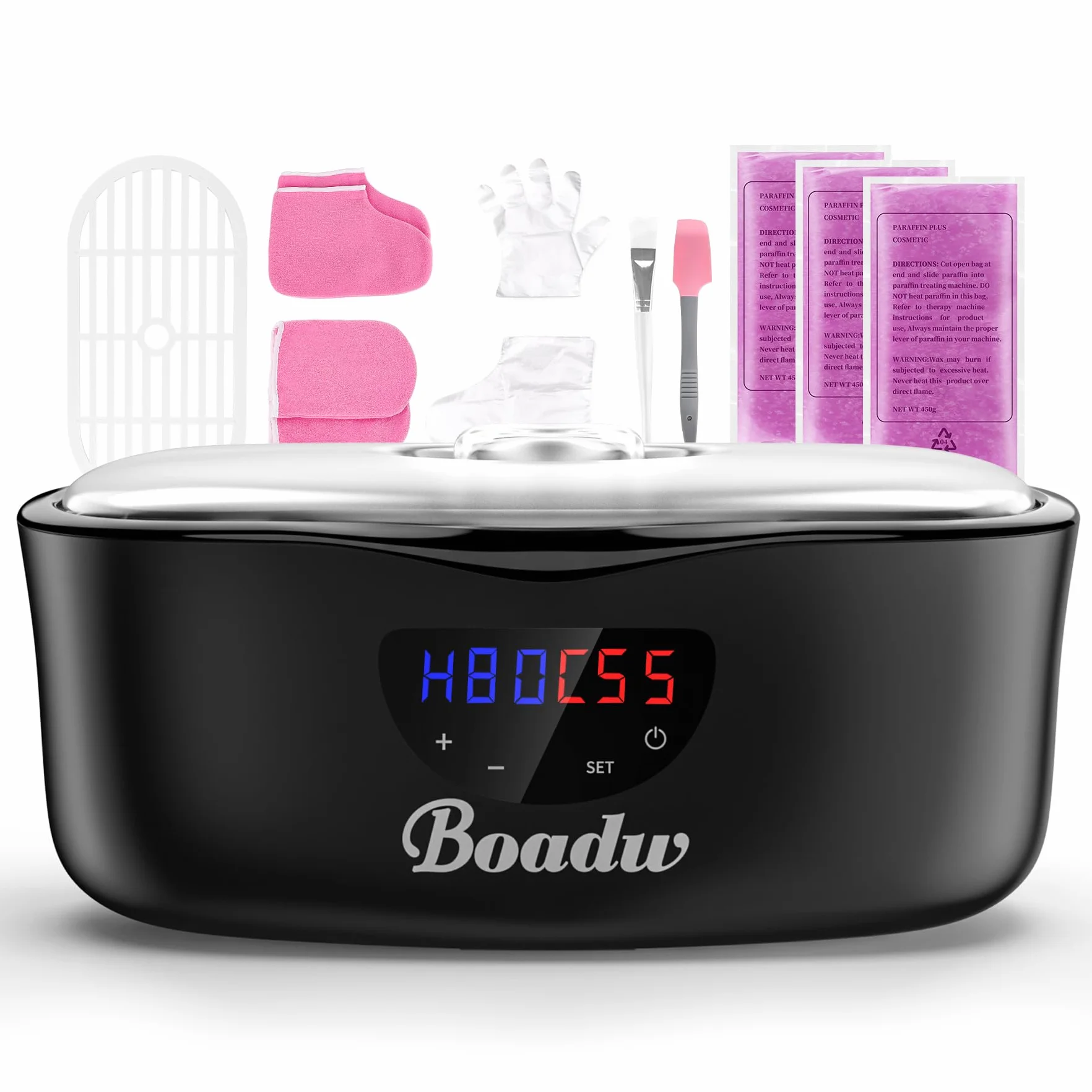 Bagno di paraffina per mani e piedi, 4000 ml di paraffina per bagno di paraffina secca e ruvida, con cera di paraffina da 900 g e accessori, ottimo regalo per spa nero