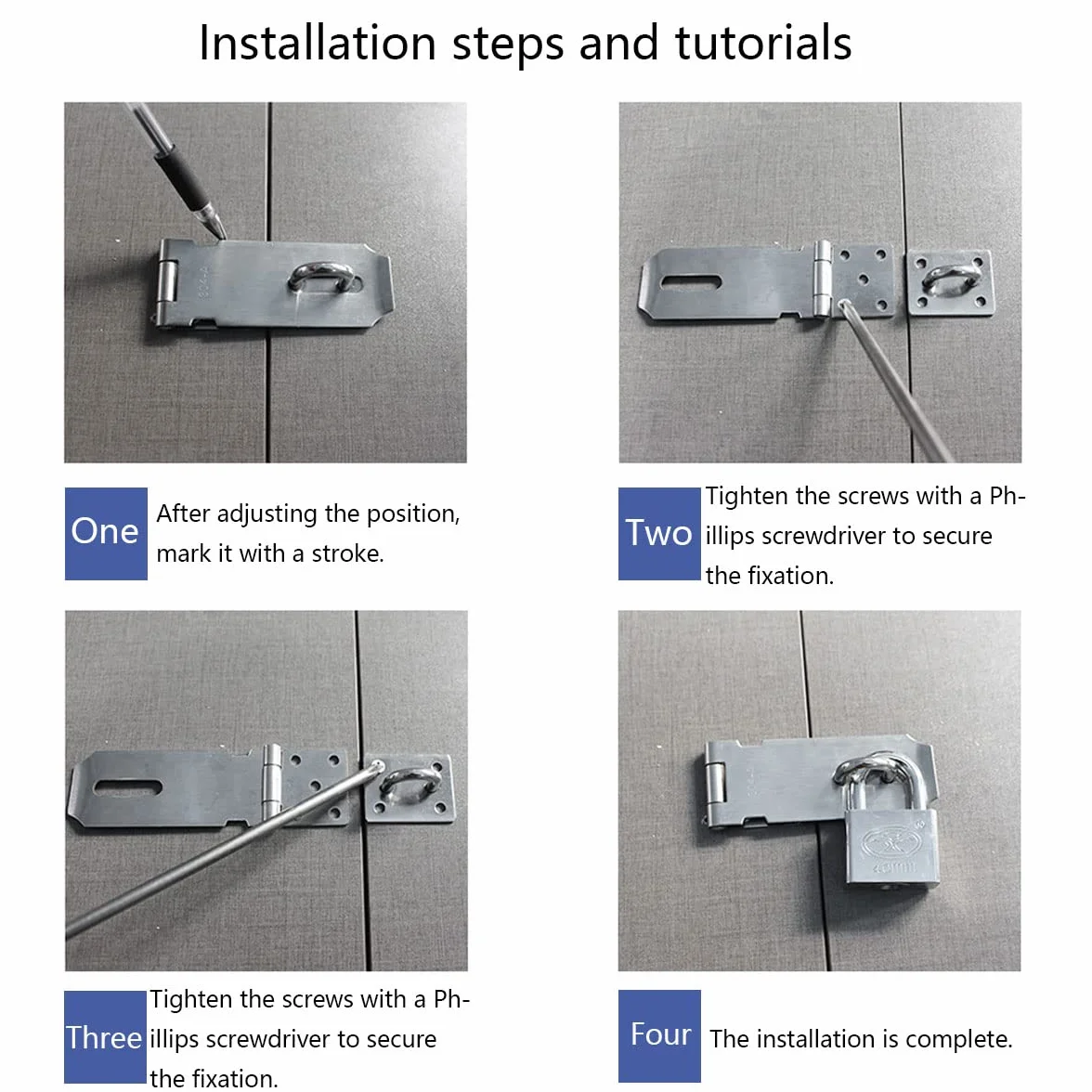 Lucchetto Hasp Lock Porta 4 Pollici Acciaio Inossidabile 2 Pezzi Chiusura con Viti