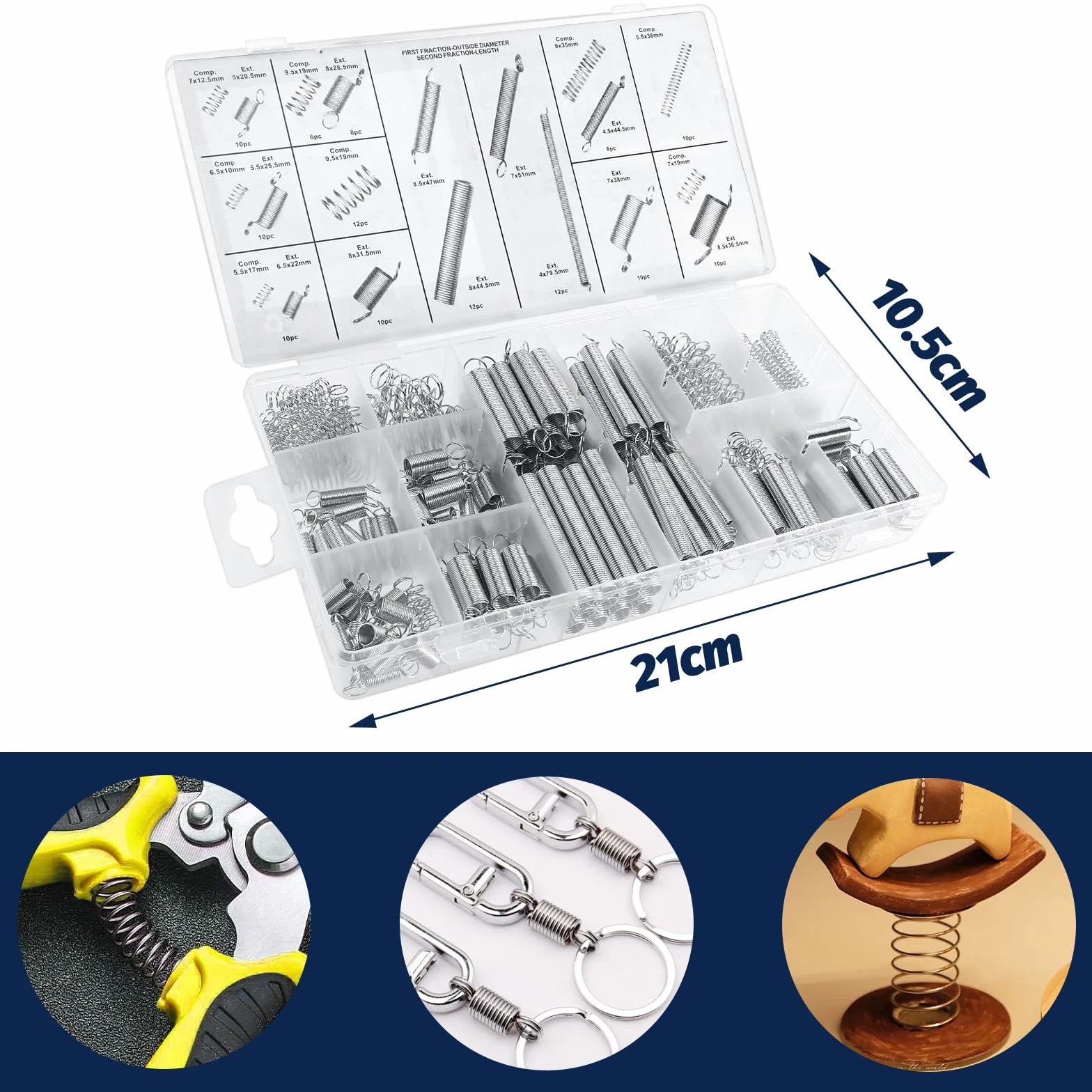Kasanni 200 Pezzi Molle Compressione Kit Molle Assortite Trazione 20 Misure