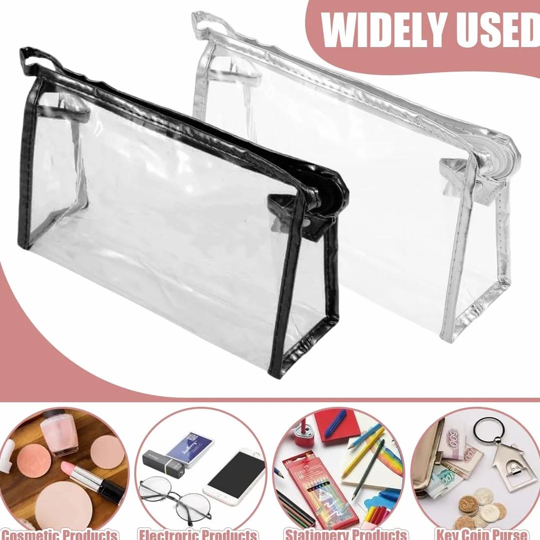 2 Pezzi Beauty Case Trasparente, Trousse da Viaggio, Sacchetti da Toilette Trasparenti per Bagaglio a Mano in Aereo, Beauty Case Trasparente e Impermeabile
