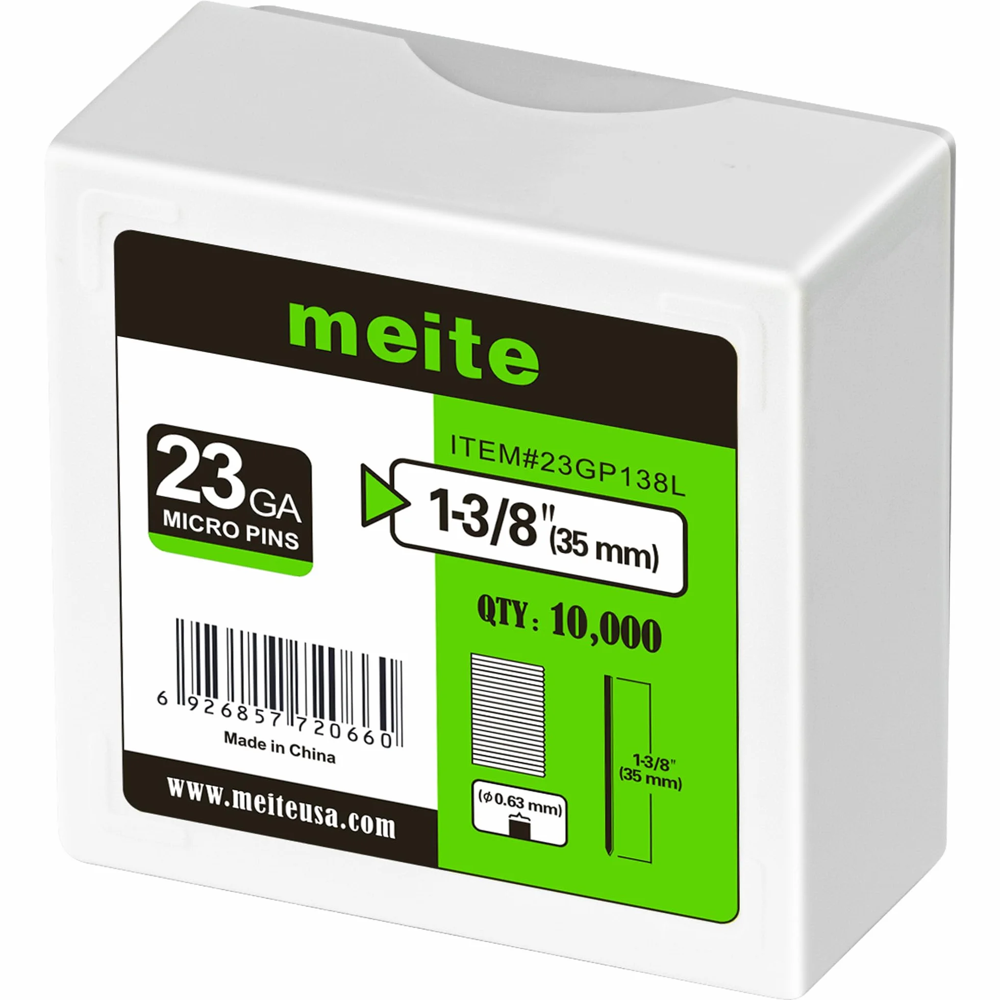 Meite Chiodi a Spillo 23GA 35mm, Micro Chiodi Senza Testa Zincati per Chiodatrice a Spillo, 10000 sztuk