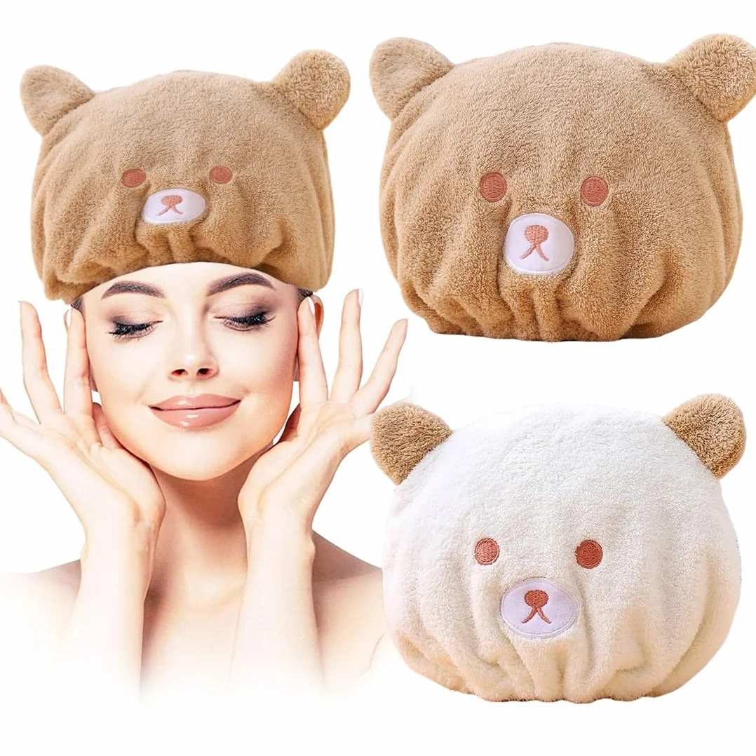 2 Pezzi Asciugamano per Capelli Turbante, Asciugamani per Capelli in Microfibra, Cappuccio per Capelli Secchi Super Assorbente, per Donne, Adulti o Bambini, Ragazze