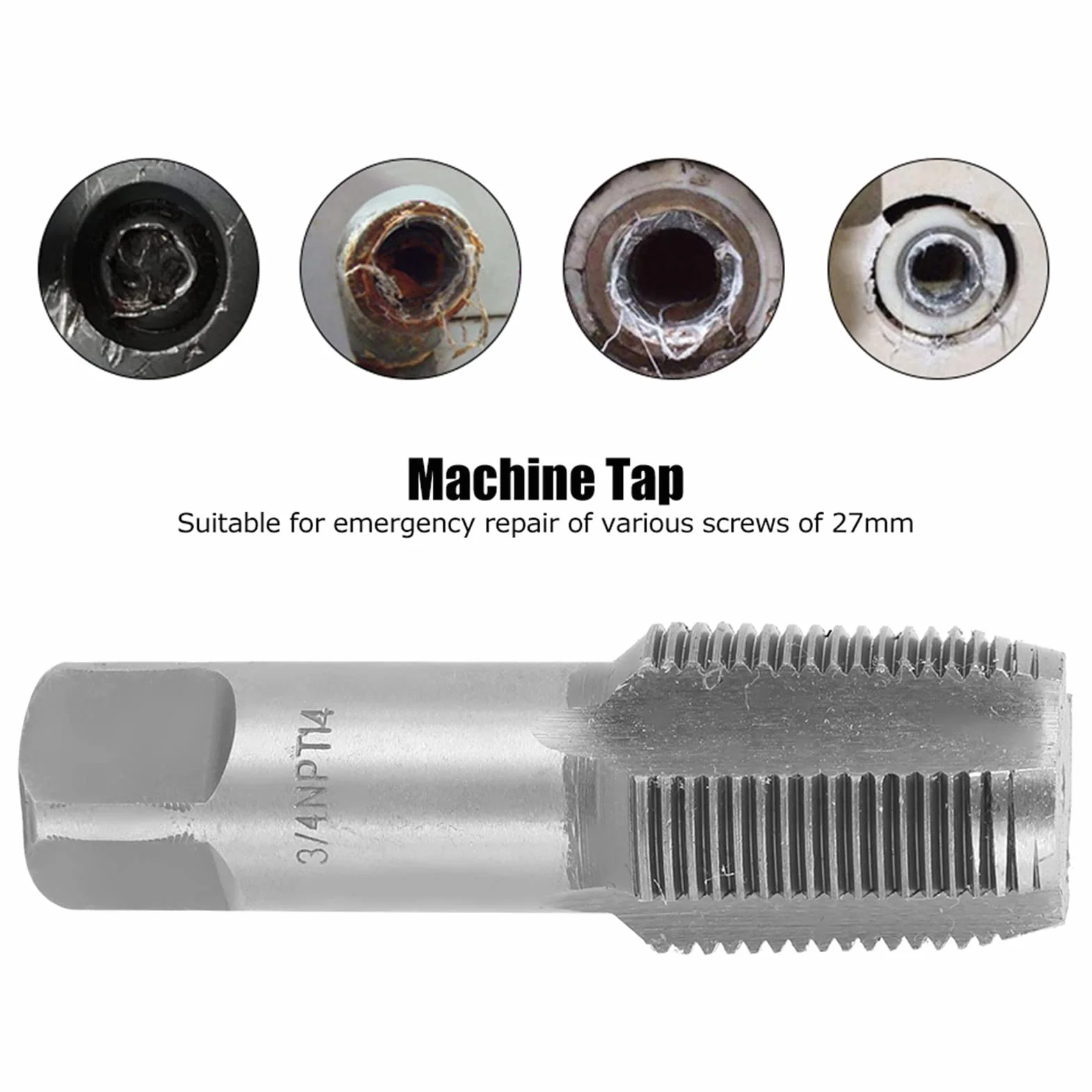 Rubinetto a macchina 3/4" maschio per filettare Acciaio ad alta velocità Riparazione filettatura Argento