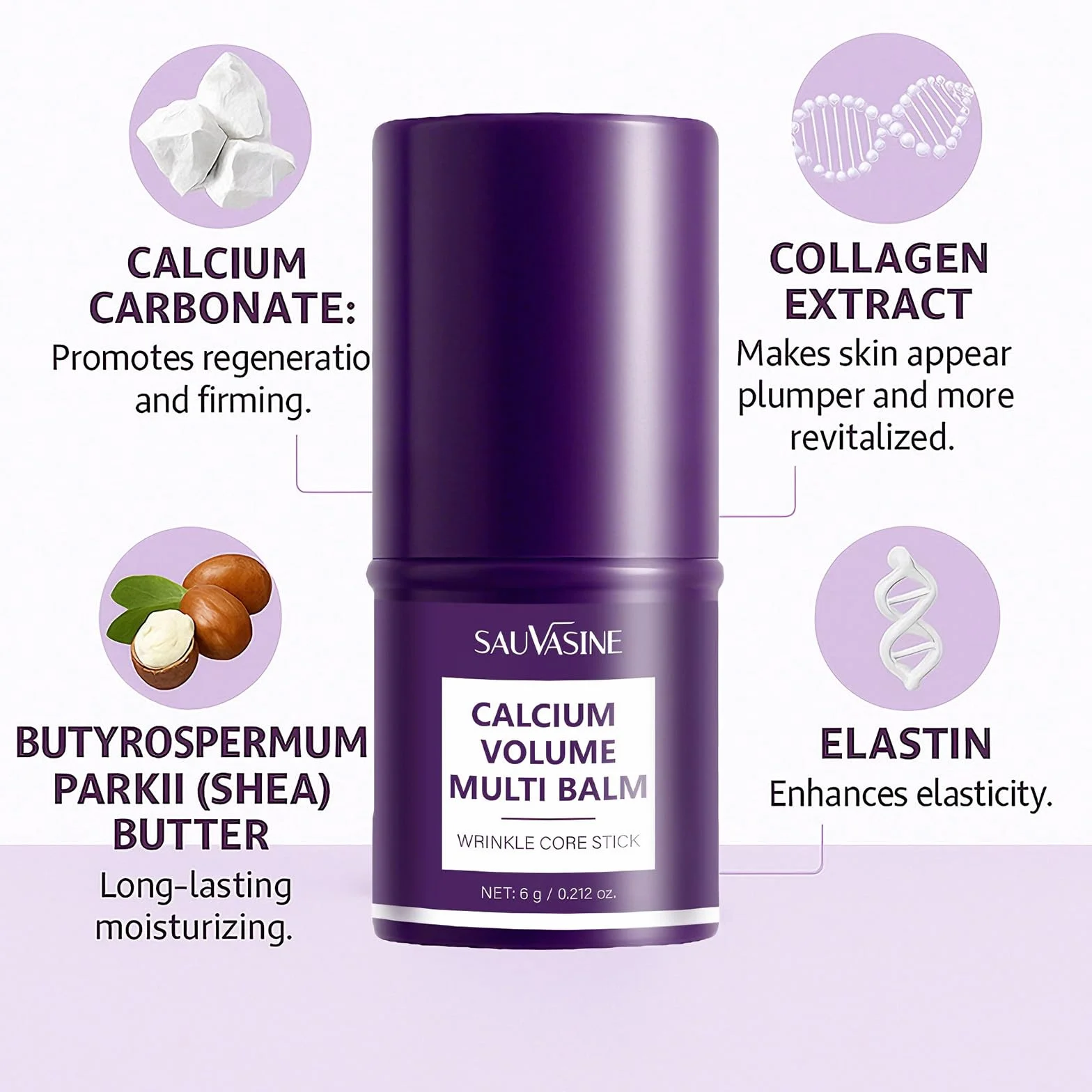 1 Stick Cura Occhi con Calcio e Collagene, Balsamo Multi-Volume Rassodante, Levigante e Idratazione Intensiva, balsamo calcio Per Occhi, Collo e Viso, Riduce Rughe e Linee Sottili