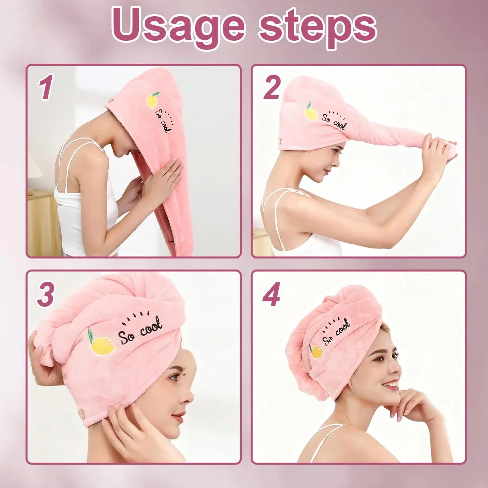 5 Pezzi Asciugamano per Capelli Asciutti, con Bottoni Turbante Asciugacapelli, Super Assorbente Donne e Ragazze Asciugamani Capelli, Twist Turbante Capelli per Capelli Lunghi, Corti, Ricci e Lisci
