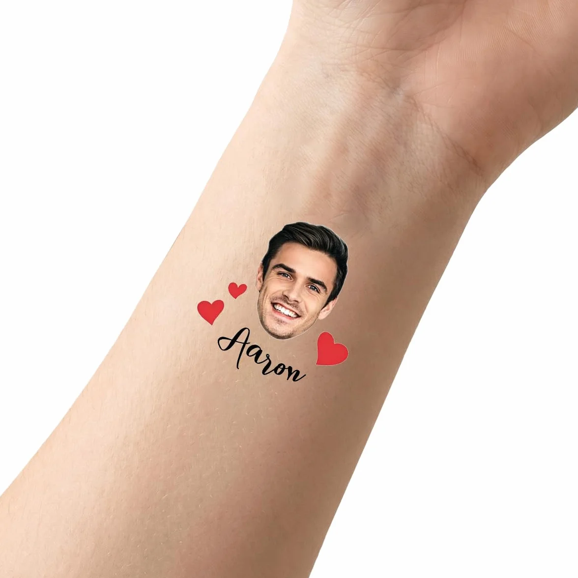 Tatuaggi Temporanei Personalizzati con Foto e Nome – Tatuaggi Viso Personalizzati, Adesivi Tattoo Impermeabili per Matrimonio, Addio al Nubilato, Compleanno, Festa, Laurea