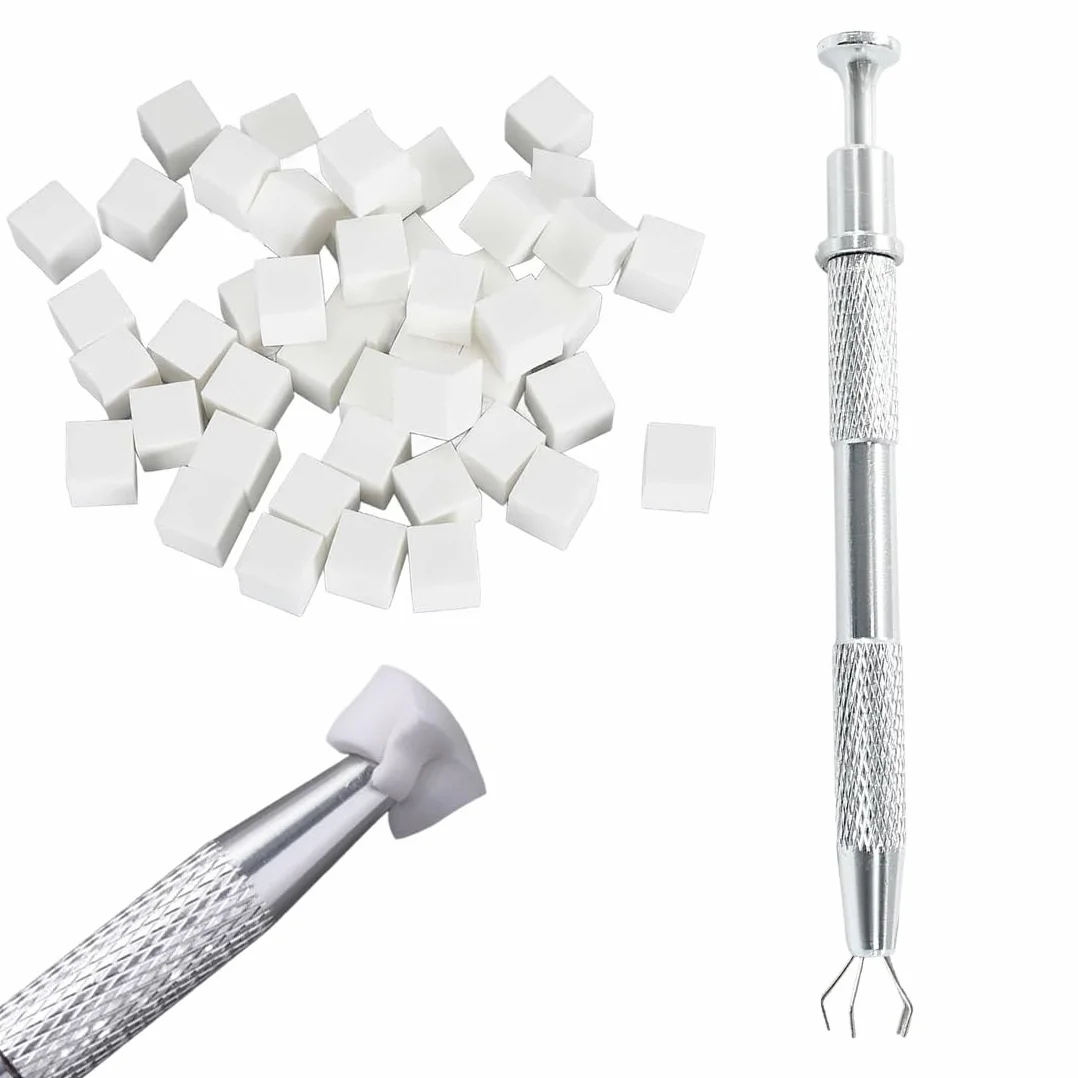 YUZNA 200 Spugne per Nail Art, Accessori per Nail Art, Pennello Ombre, con 1PCS Pinza Pennello per Sponge, Applicatore Fai Da Te(Bianco)
