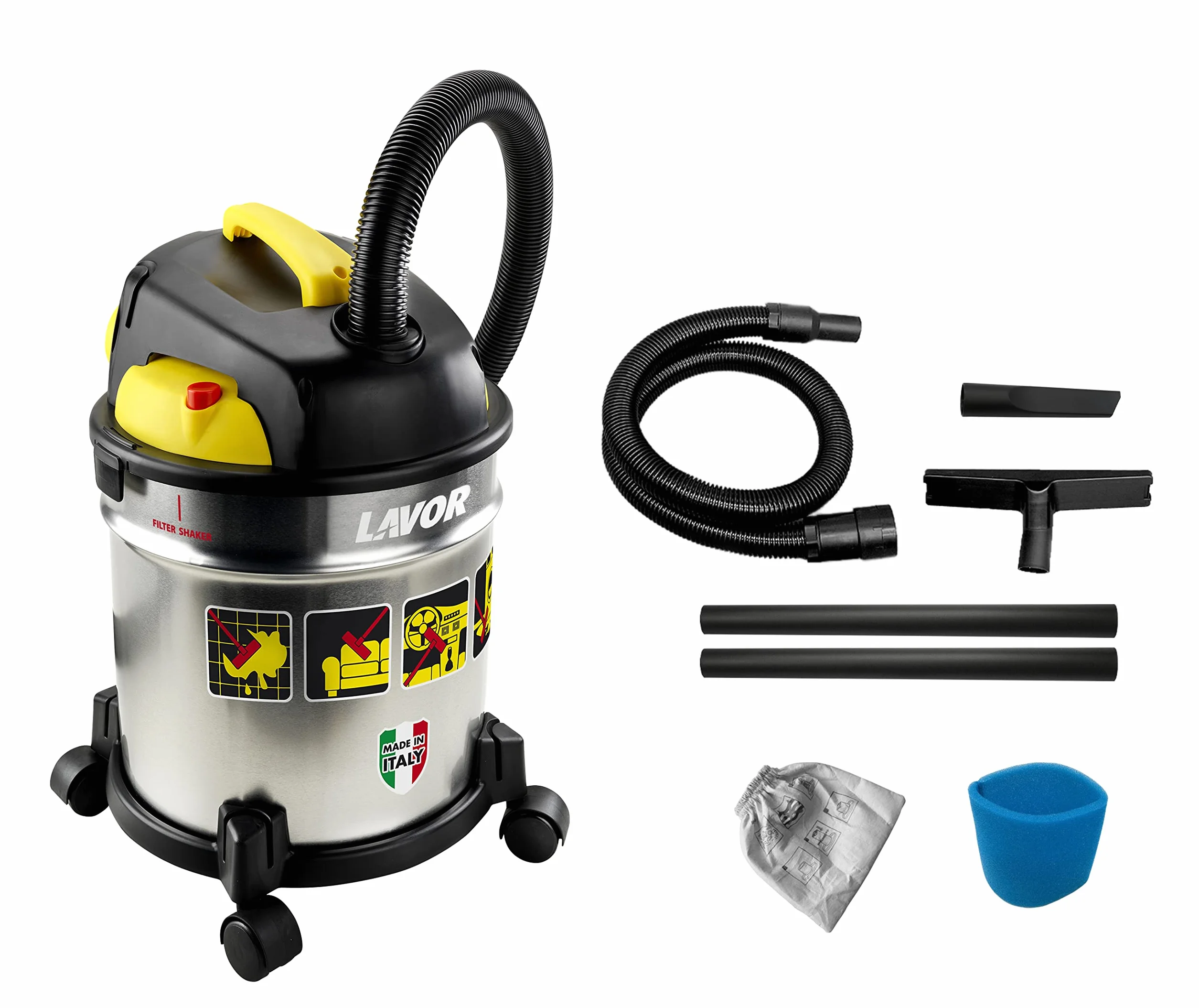 LAVOR VAC 20 S Aspiratore Solidi e Liquidi 20 l Serbatoio in Metallo 18 kPa 1200 Watt
