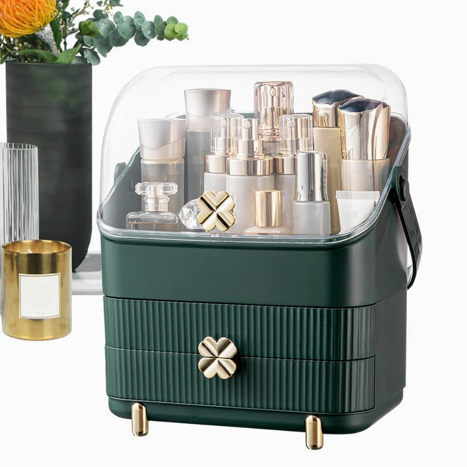 Generico Organizer Trucchi Da Tavolo Espositori Per Pennelli Cosmetici | Organizer Cosmetici Da Appoggio Con Coperchio Trasparente Impermeabile E Antipolvere Per Toeletta Ufficio Dormitorio Bagno