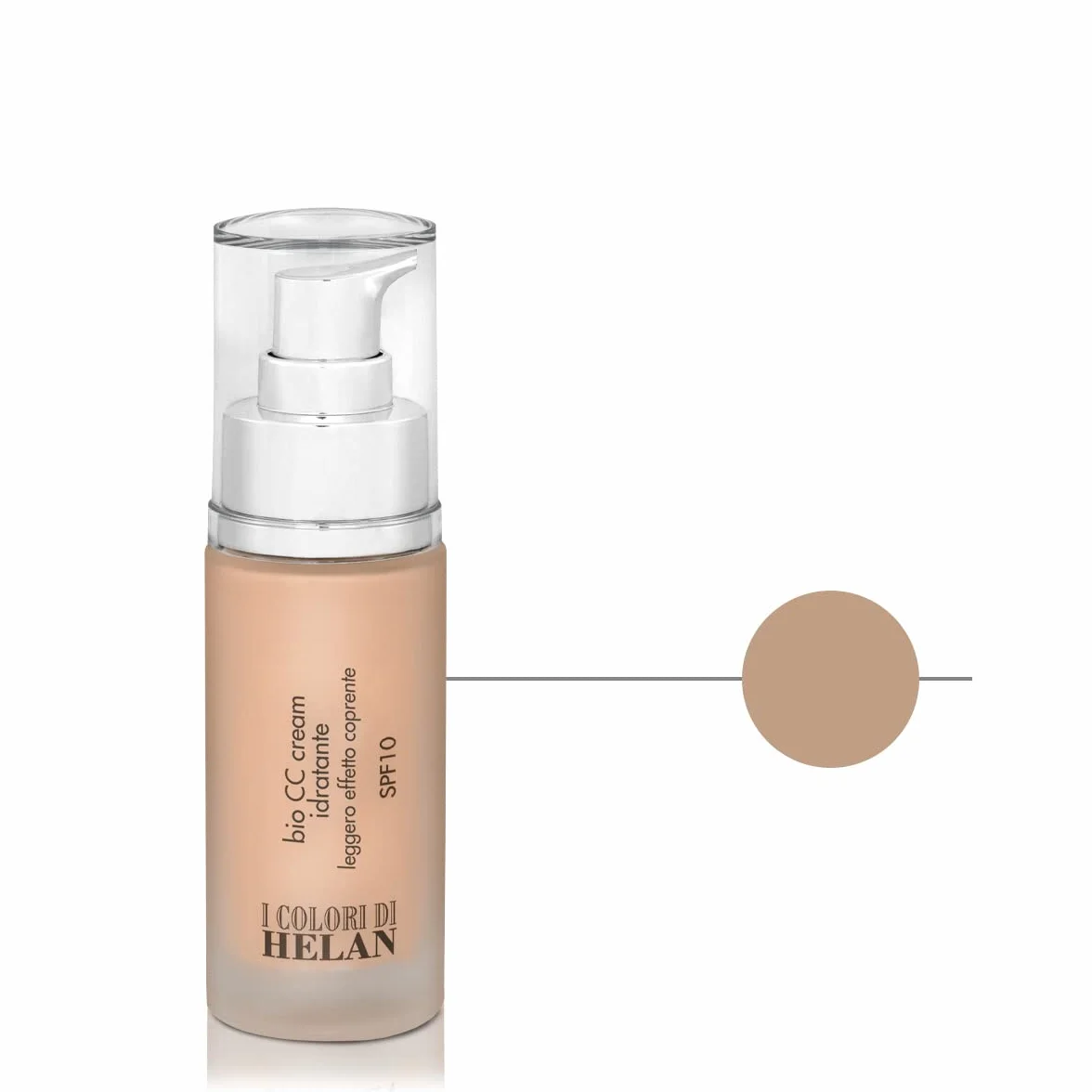 Helan - CC Cream Naturale, Idratante e Leggera con Protezione Solare Viso SPF 10 e Acido Ialuronico, Fondotinta Coprente Effetto Leggero Opacizzante, Make Up Luminoso e Uniforme - Trucchi Donna, 30 ml