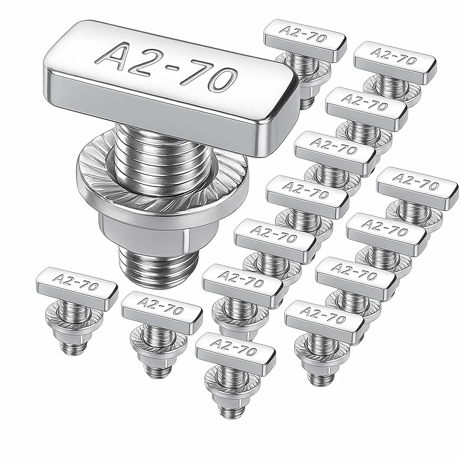 Viti a testa martello M8 x 20 in acciaio inox A2-70 con dadi flangiati 15 pezzi per montaggio solare PV