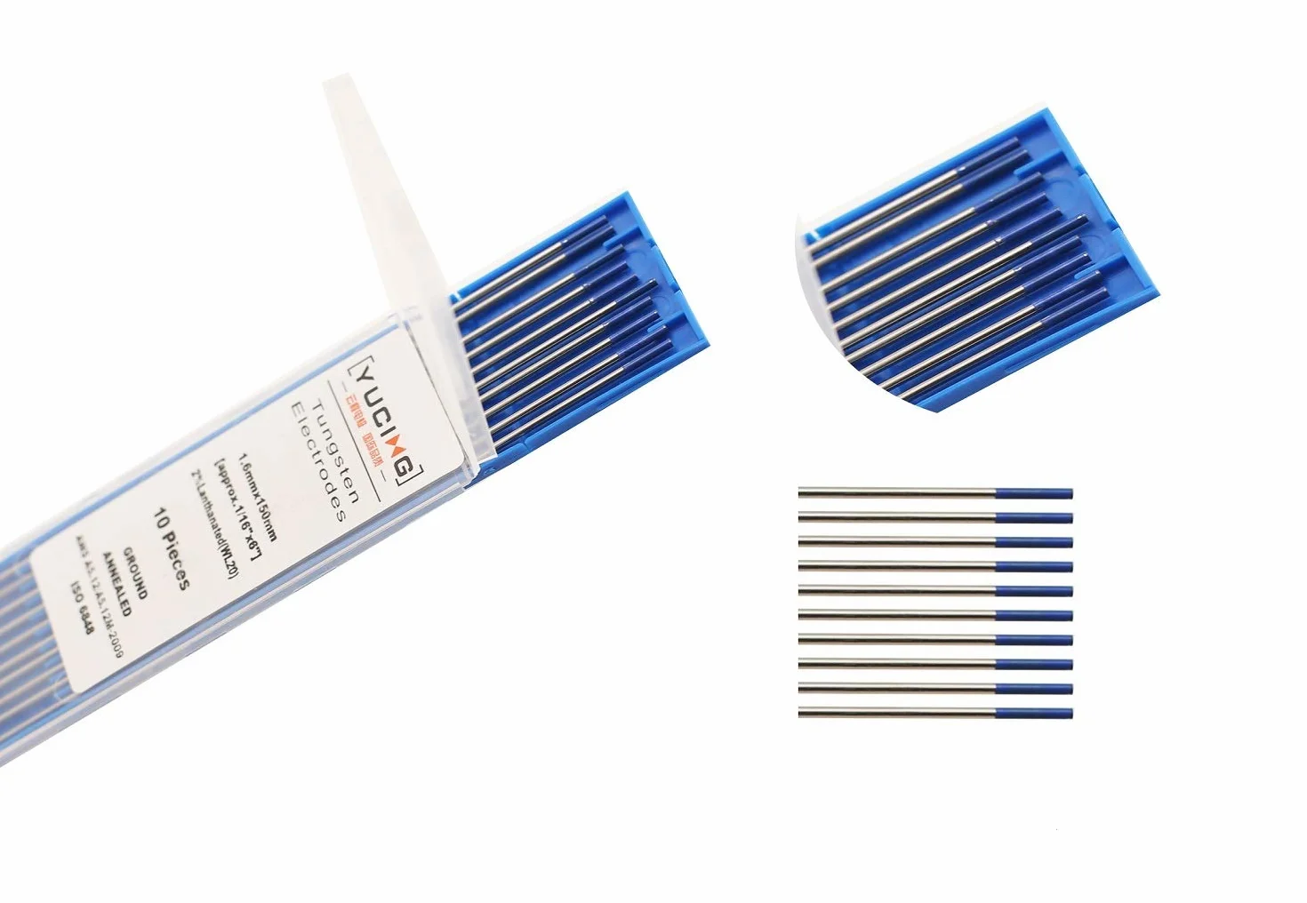 Elettrodi TIG 2% lantanio tungsteno WL20 blu 2,4 mm x 150 mm 10 pezzi