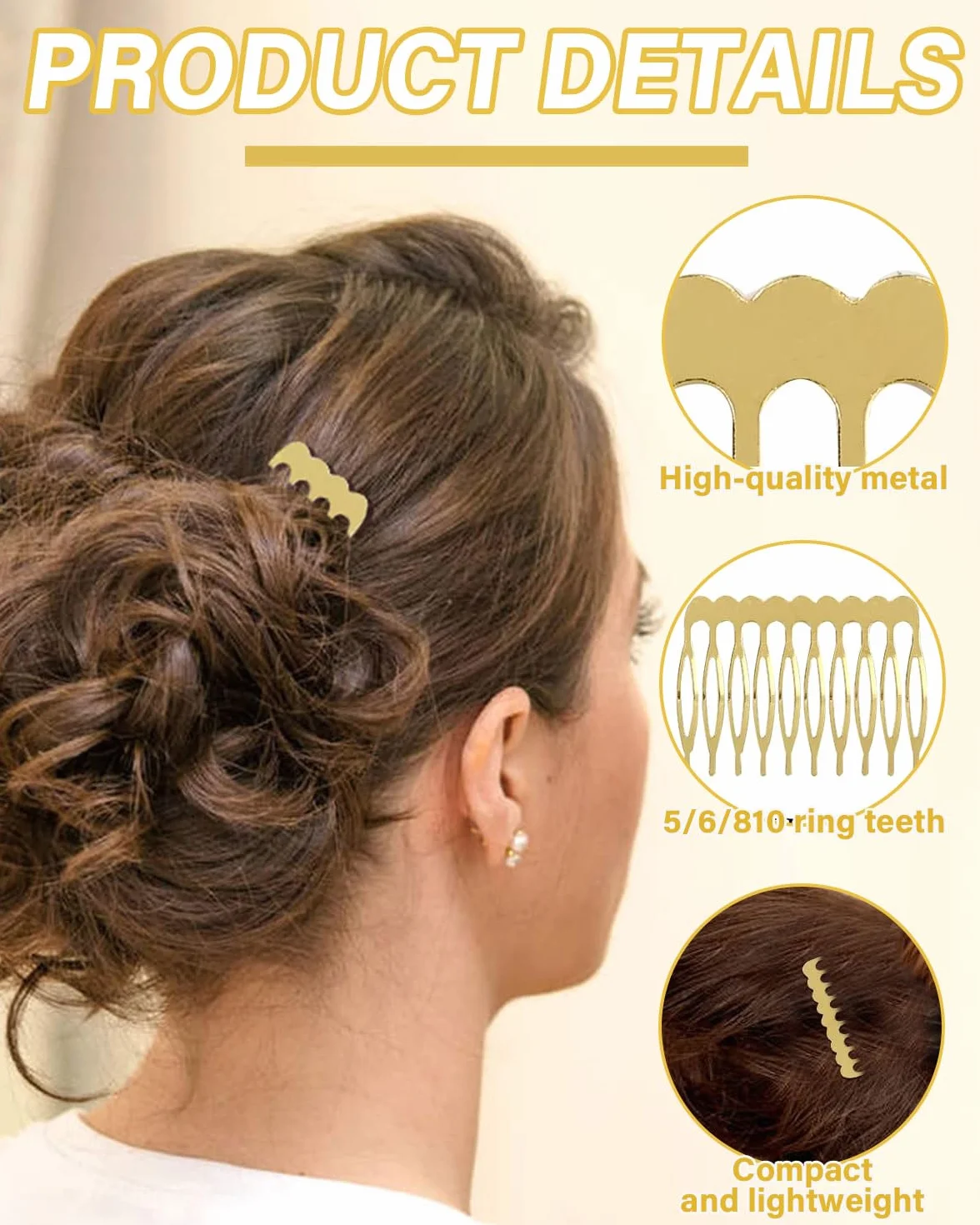 8 Pezzi Pettine per Capelli Laterali in Plastica Pettine Francese Fermagli per Capelli Decorativi Pettini Fermacapelli Accessori per Capelli Fini Donne,4 misure