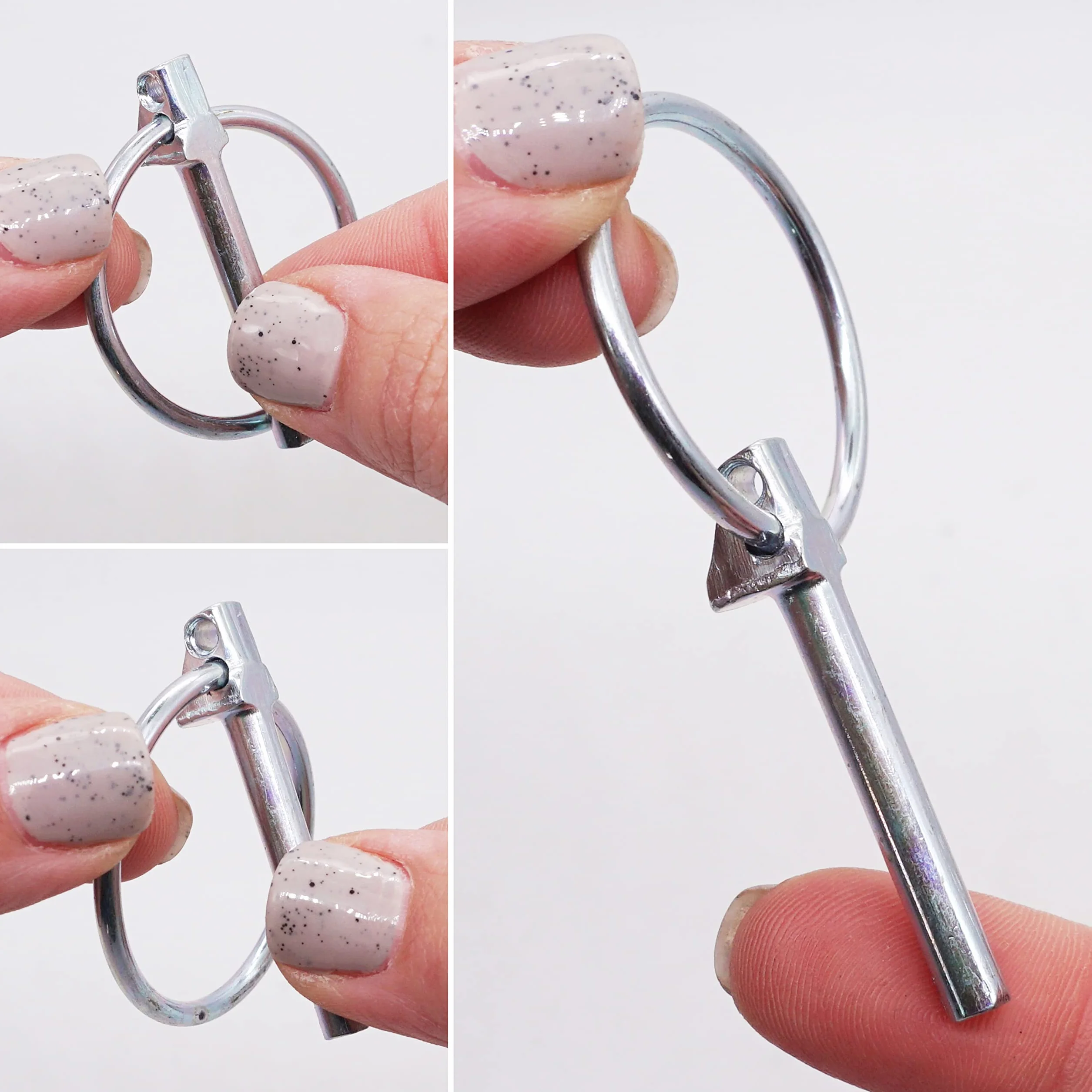 Spine a scatto in acciaio zincato 4,5 mm DIN 11023 con bloccaggio perno metallo anello 2 pezzi