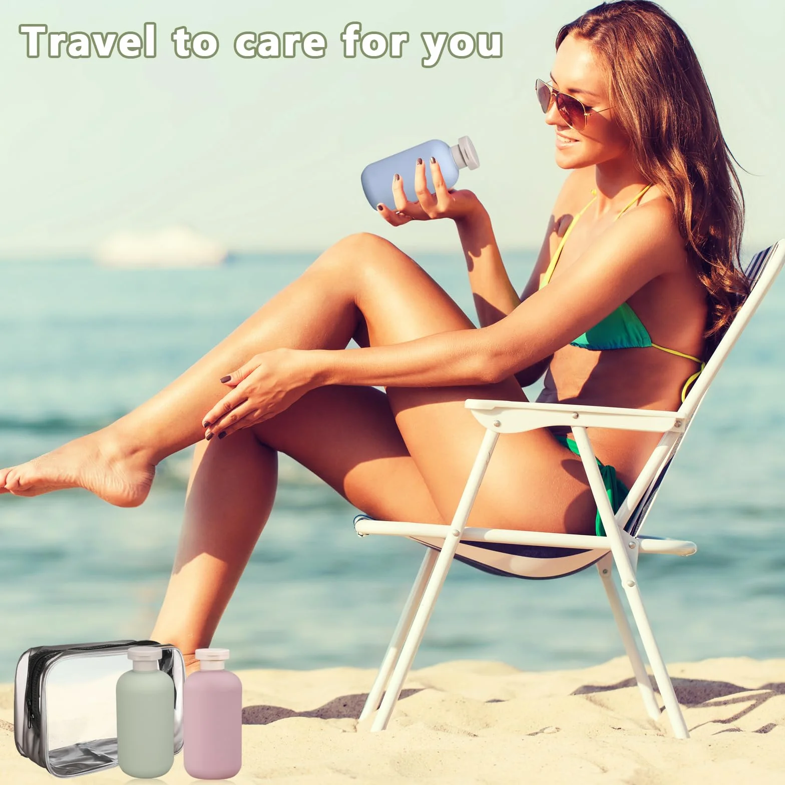 3 Pezzi Bottiglie da Viaggio in Silicone 300ml Contenitori da Viaggio Kit Viaggio Liquidi con Borsa da Toilette e Etichetta,Boccette da Viaggio per Shampoo e Balsamo Liquidi