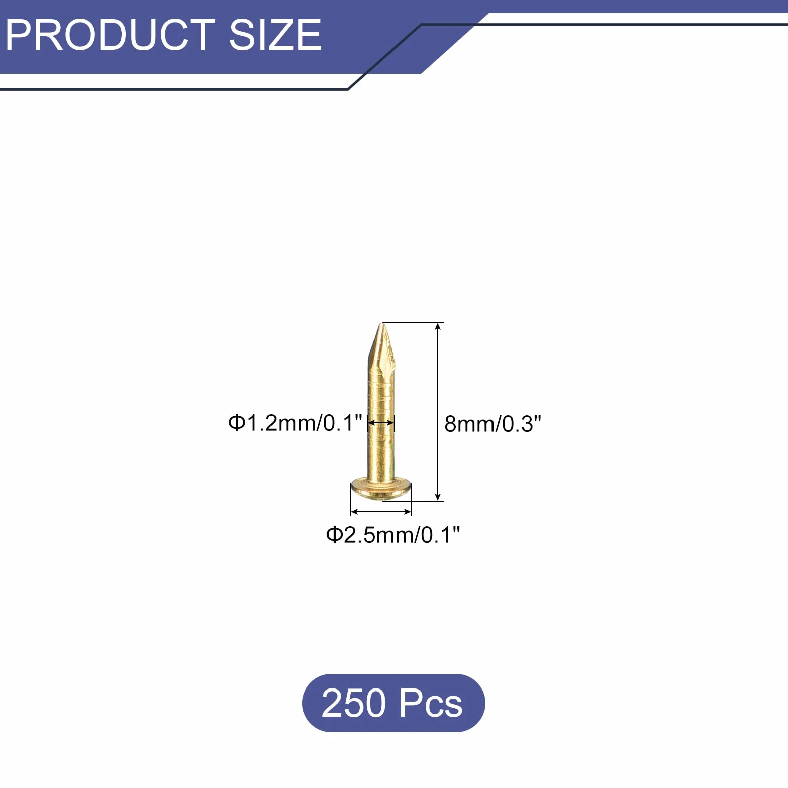 Chiodi Piccoli Ottone 1.2mmx8mm 250pz QUARKZMAN per Scatole Decorative Fai da Te