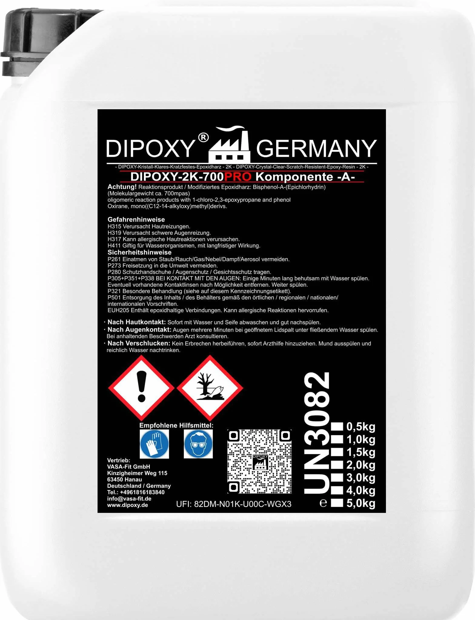 Resina epossidica bicomponente Dipoxy-2K-700 autolivellante trasparente 19,8 kg fino a 10 cm