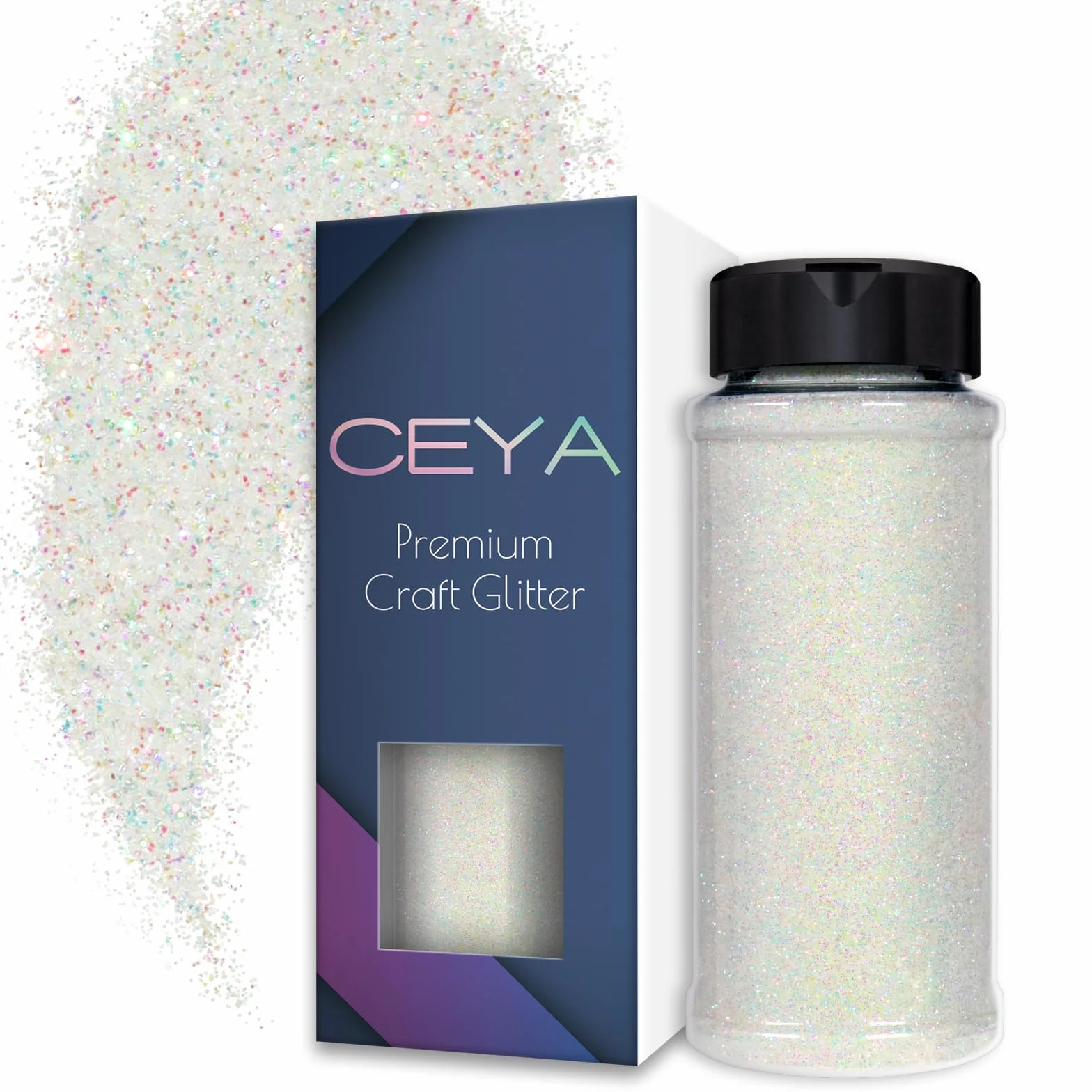 Ceya 100g Ultra Fine Glitter Polvere Colorata Iride Bianco per Slime, Resina Epoxy, Tumbler, Nail Art, Trucco, Scrapbook, Carte di Nozze, Gioielli, Pittura, Arti
