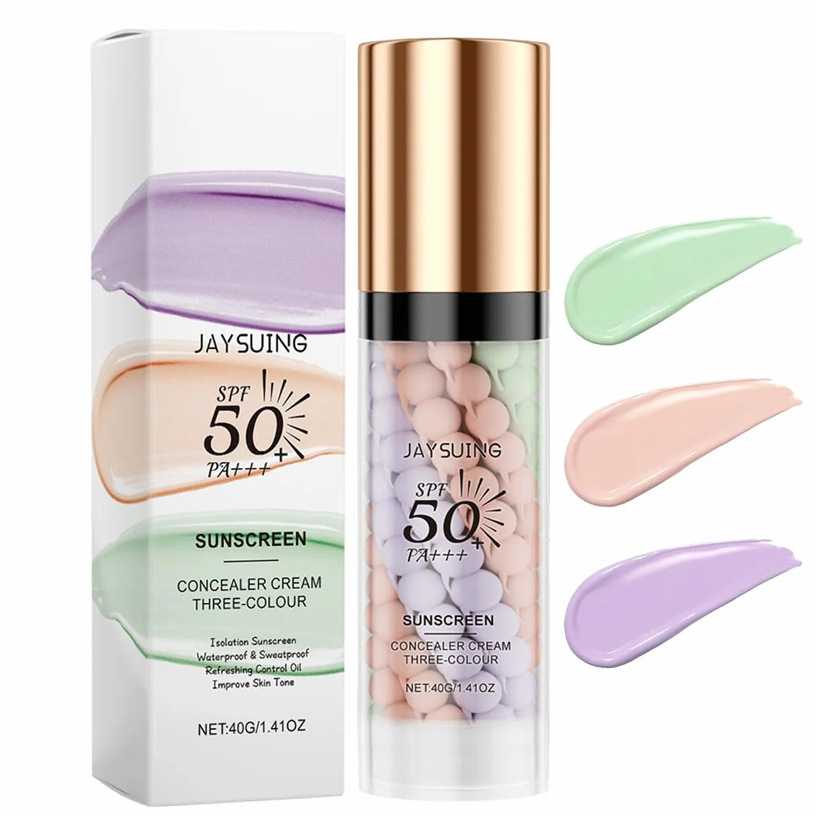 Baorder 3 in 1 Primer correttore del colore per il trucco, primer per il viso prima del trucco, crema solare isolante SPF 50 PA+++, siero viso idratante e correttore del tono della pelle, primer corre
