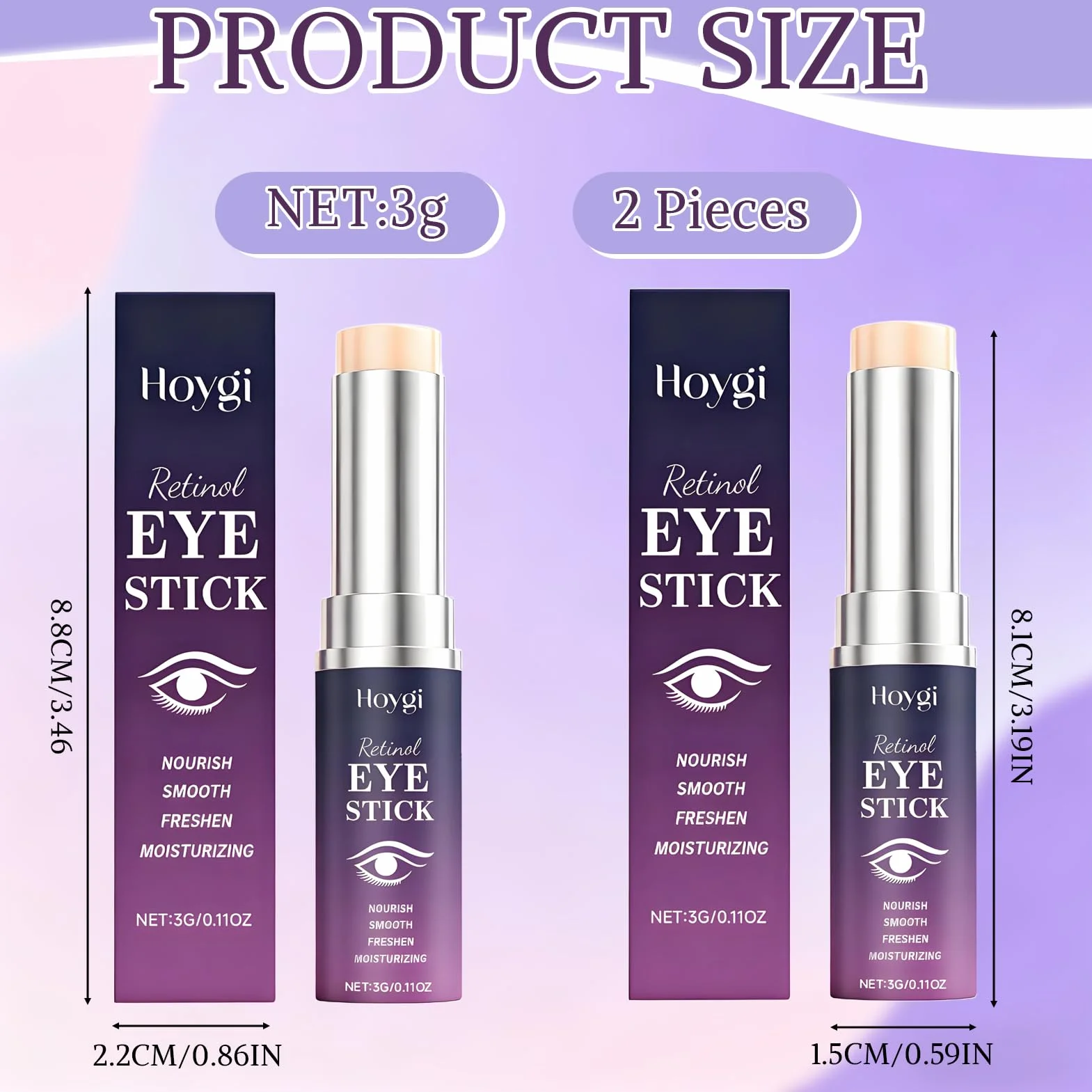 2 Pezzi Retinolo Stick per Occhi, Anti Aging Retinolo Eye Cream, Hydrating Eye Stick, Riduzione Delle Cricche Scure E Delle Borse, Adatto a Tutti i Tipi di Pelle