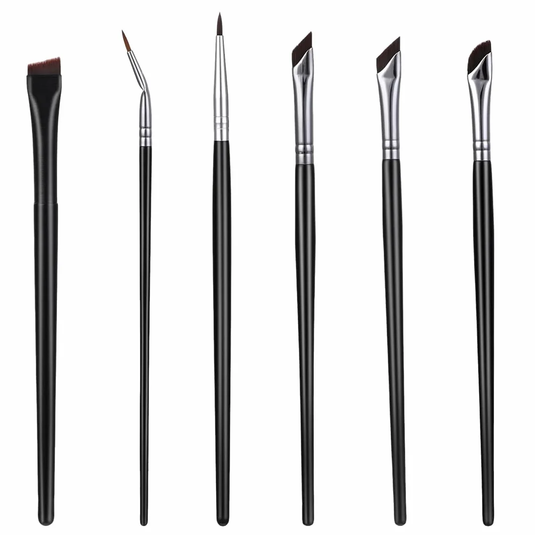 Set di 6 Pennelli per Eyeliner Professionali Pennello Angolato per Sopracciglia Pennello a Punta Sottile per Eyeliner Ombretto Correttore Perfetto per Principianti
